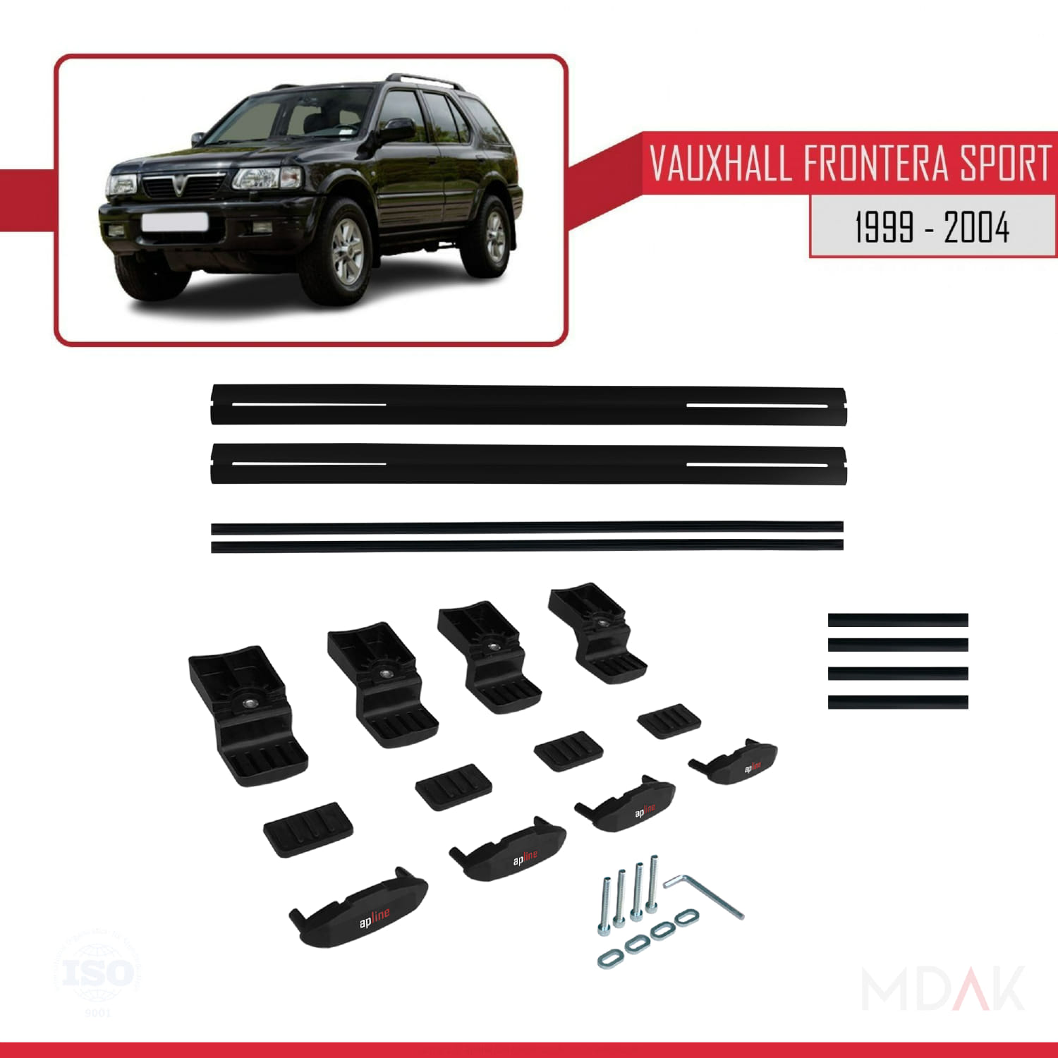 Vauxhall Frontera 2 Sport 1999-2004 Arası ile Uyumlu BASIC Model Ara Atkı Tavan Barı Siyah 2 Adet - Görsel 6
