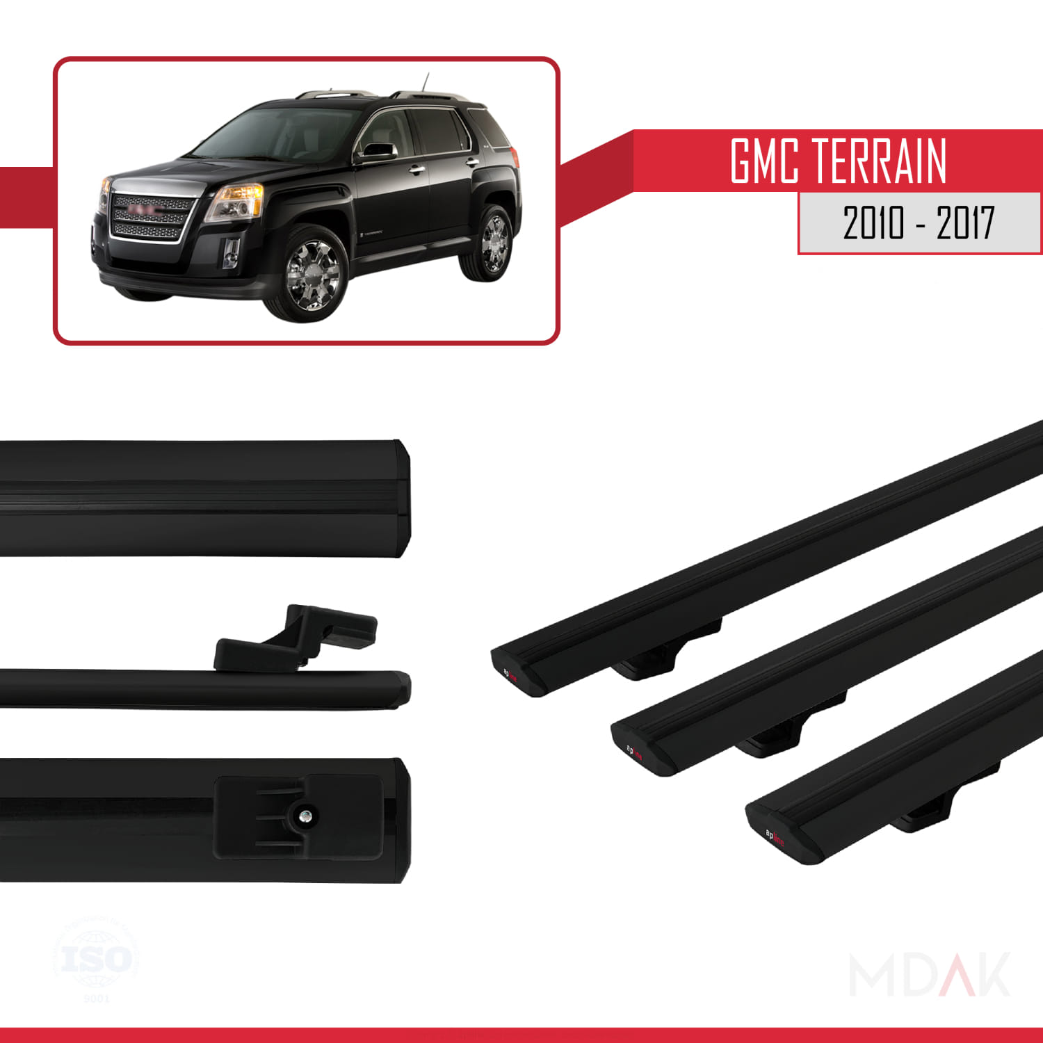 GMC Terrain 2010-2017 Arası ile Uyumlu BASIC Model Ara Atkı Tavan Barı Siyah 3 Adet - Görsel 3