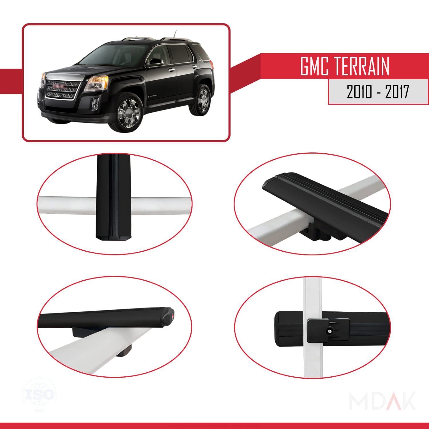 GMC Terrain 2010-2017 Arası ile Uyumlu BASIC Model Ara Atkı Tavan Barı Siyah 3 Adet - Görsel 4