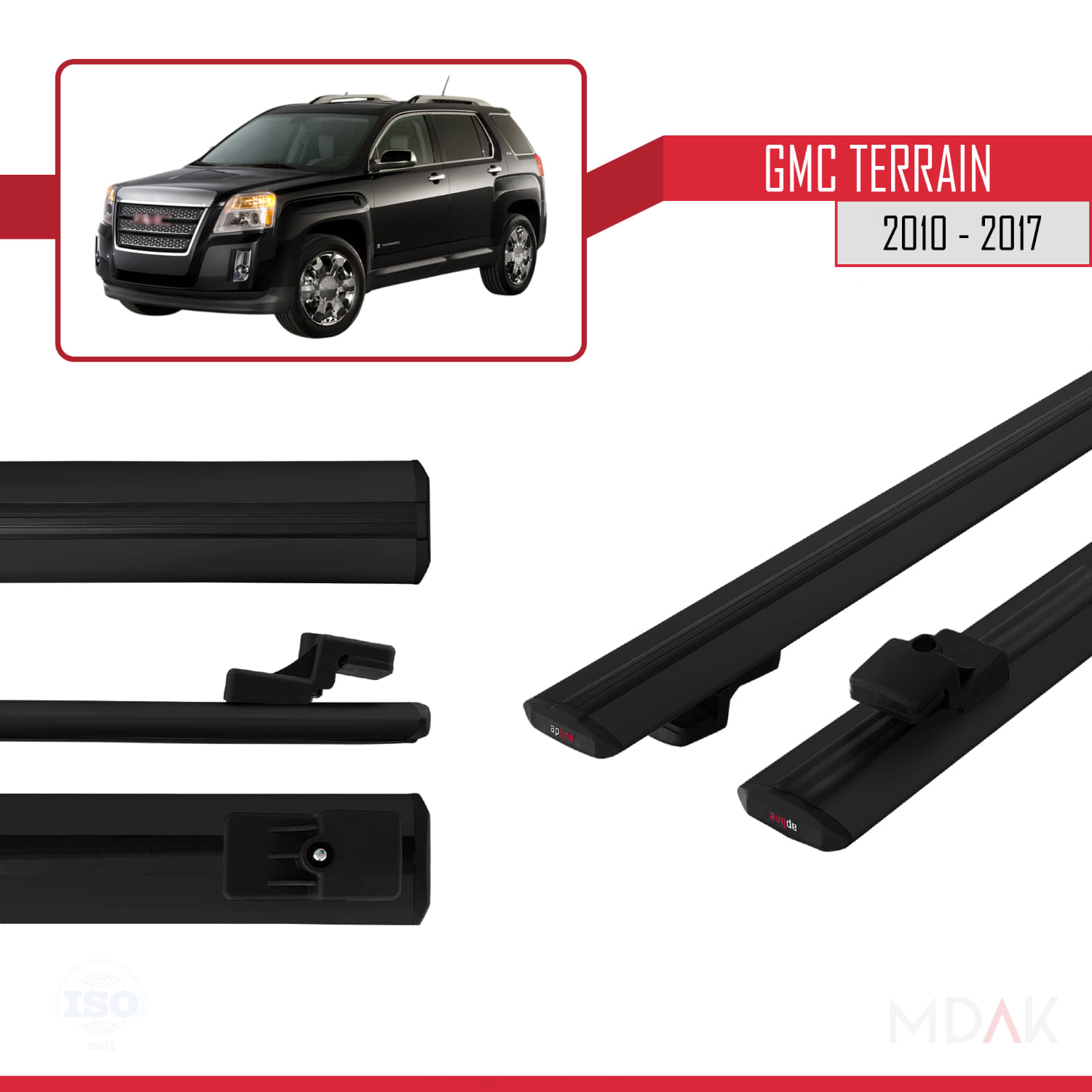 GMC Terrain 2010-2017 Arası ile Uyumlu BASIC Model Ara Atkı Tavan Barı Siyah 2 Adet - Görsel 3