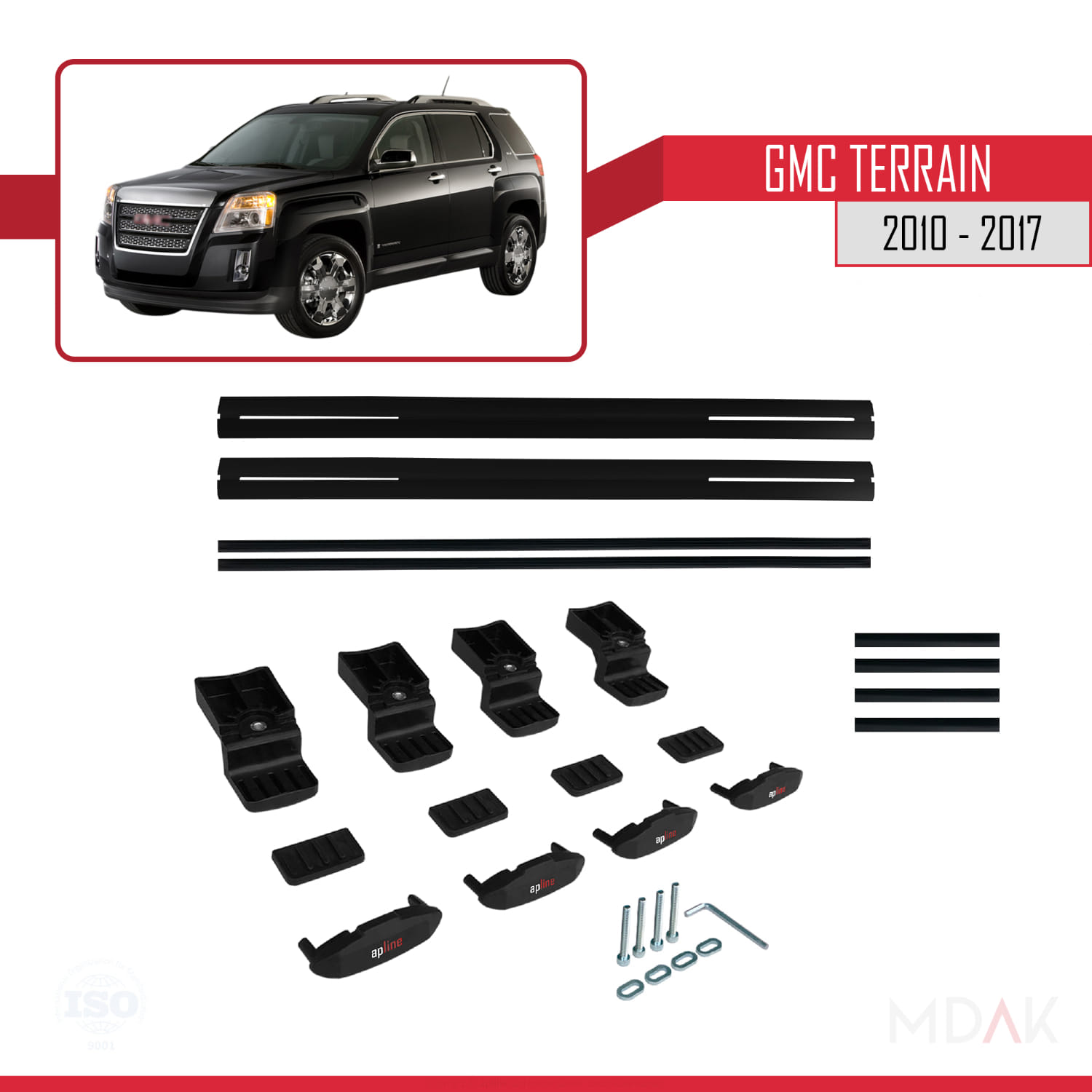 GMC Terrain 2010-2017 Arası ile Uyumlu BASIC Model Ara Atkı Tavan Barı Siyah 2 Adet - Görsel 6