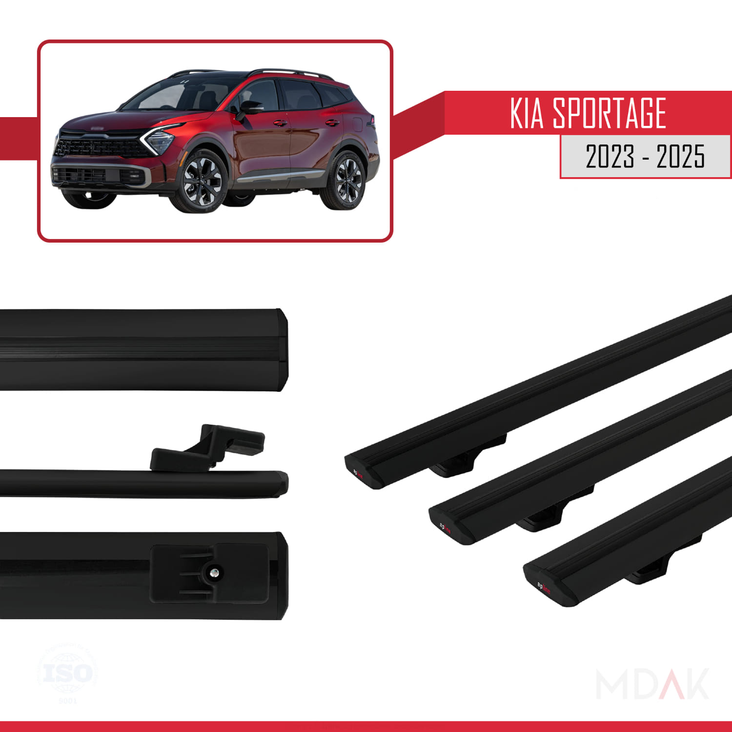 Kia Sportage 2023-2025 Arası ile Uyumlu BASIC Model Ara Atkı Tavan Barı Siyah 3 Adet - Görsel 3
