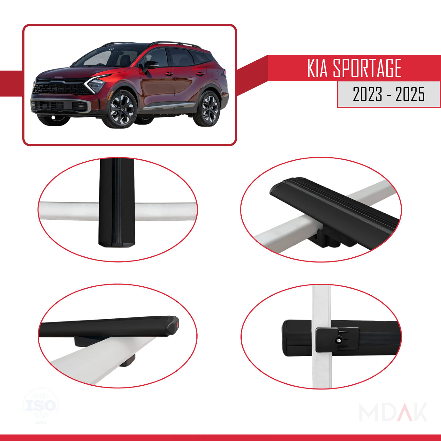 Kia Sportage 2023-2025 Arası ile Uyumlu BASIC Model Ara Atkı Tavan Barı Siyah 3 Adet - Görsel 4