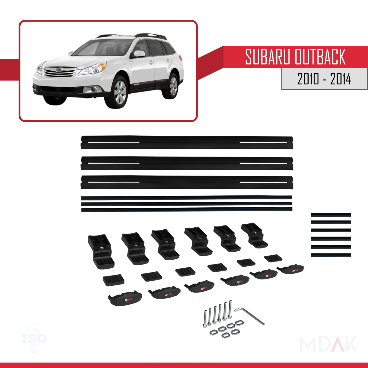 Subaru Outback 2010-2014 Arası ile Uyumlu BASIC Model Ara Atkı Tavan Barı Siyah 3 Adet - Görsel 6
