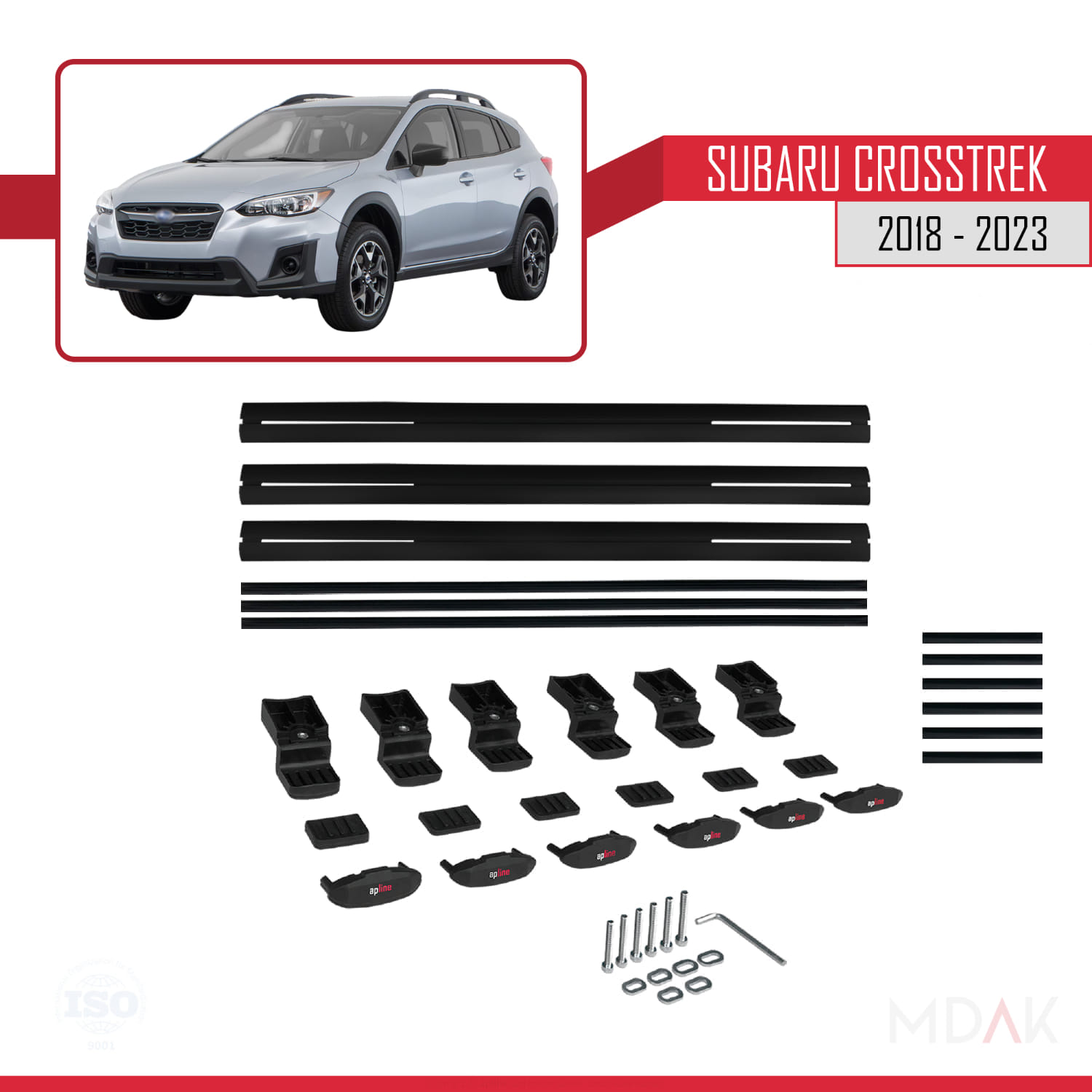 Subaru Crosstrek 2018-2023 Arası ile Uyumlu BASIC Model Ara Atkı Tavan Barı Siyah 3 Adet - Görsel 6
