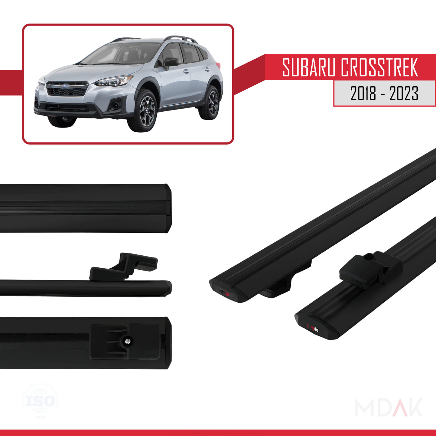 Subaru Crosstrek 2018-2023 Arası ile Uyumlu BASIC Model Ara Atkı Tavan Barı Siyah 2 Adet - Görsel 3