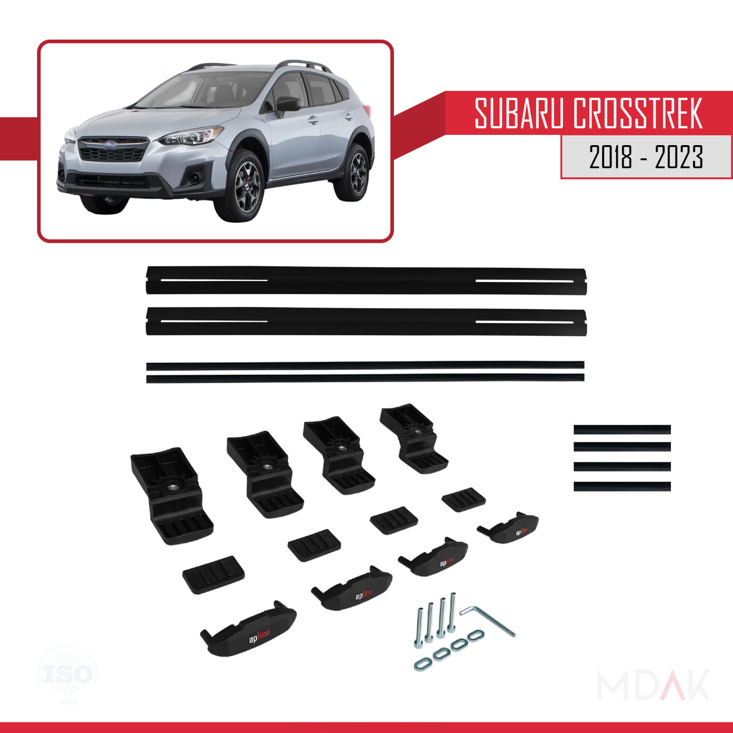 Subaru Crosstrek 2018-2023 Arası ile Uyumlu BASIC Model Ara Atkı Tavan Barı Siyah 2 Adet - Görsel 6