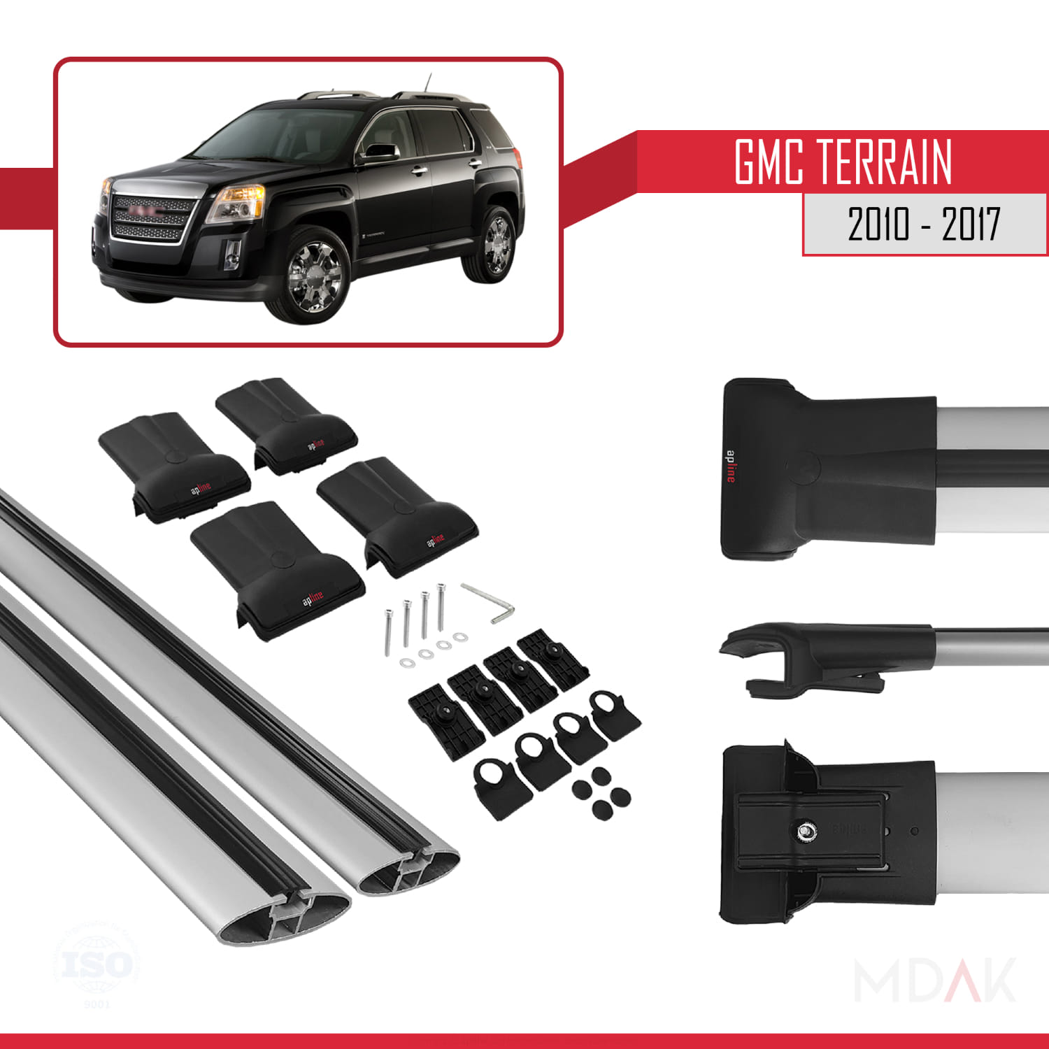 GMC Terrain 2010-2017 Arası ile Uyumlu FLY Model Ara Atkı Tavan Barı Gri 2 Adet - Görsel 5