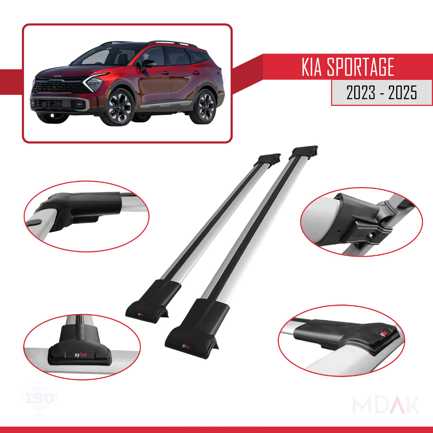 Kia Sportage 2023-2025 Arası ile Uyumlu FLY Model Ara Atkı Tavan Barı Gri 2 Adet - Görsel 3