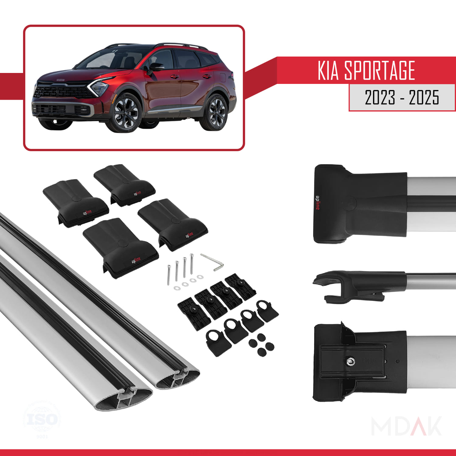 Kia Sportage 2023-2025 Arası ile Uyumlu FLY Model Ara Atkı Tavan Barı Gri 2 Adet - Görsel 5