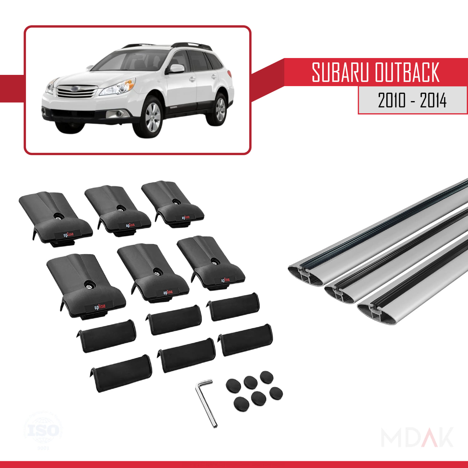 Subaru Outback 2010-2014 Arası ile Uyumlu FLY Model Ara Atkı Tavan Barı Gri 3 Adet - Görsel 5