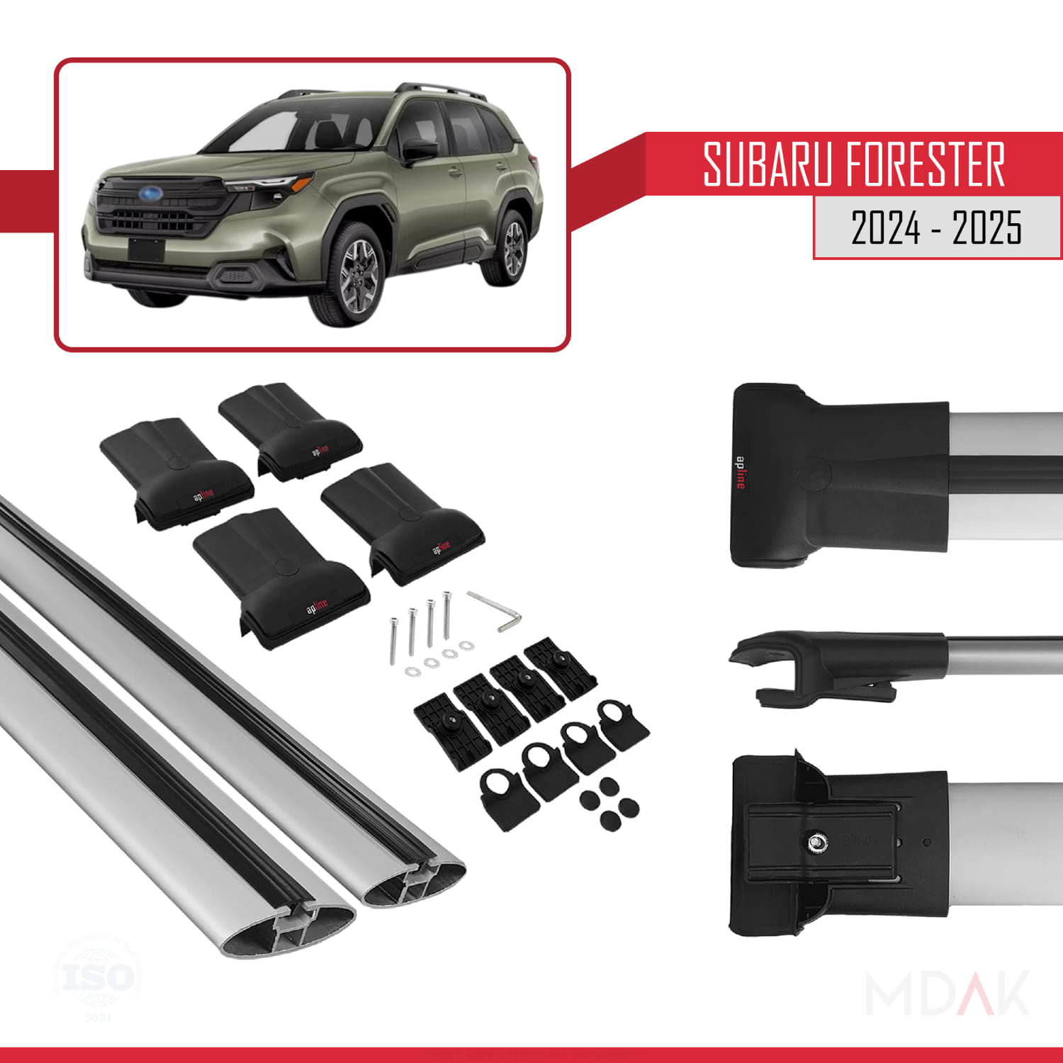 Subaru Forester (AYRIK) 2024-2025 Arası ile Uyumlu FLY Model Ara Atkı Tavan Barı Gri 2 Adet - Görsel 5