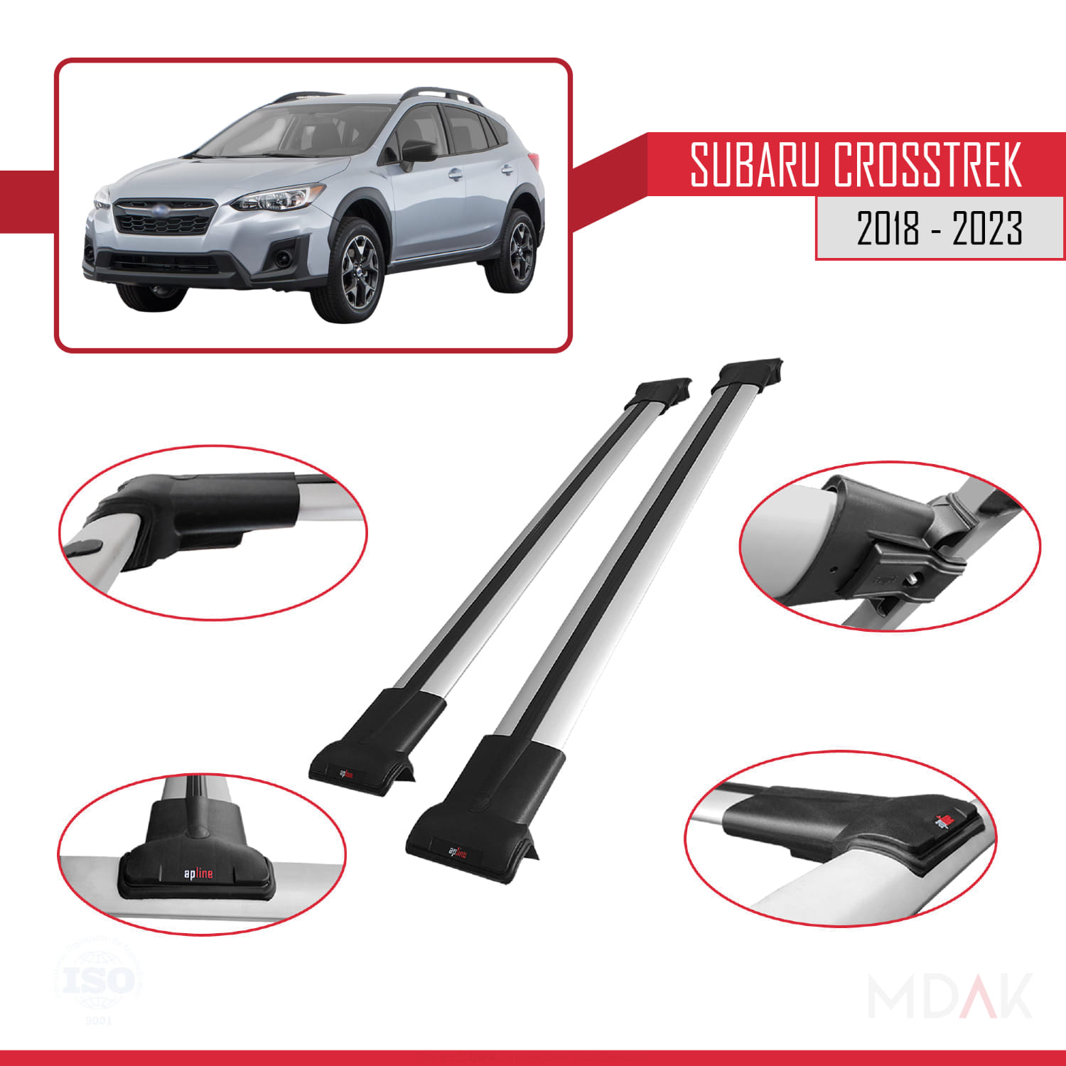 Subaru Crosstrek 2018-2023 Arası ile Uyumlu FLY Model Ara Atkı Tavan Barı Gri 2 Adet - Görsel 3