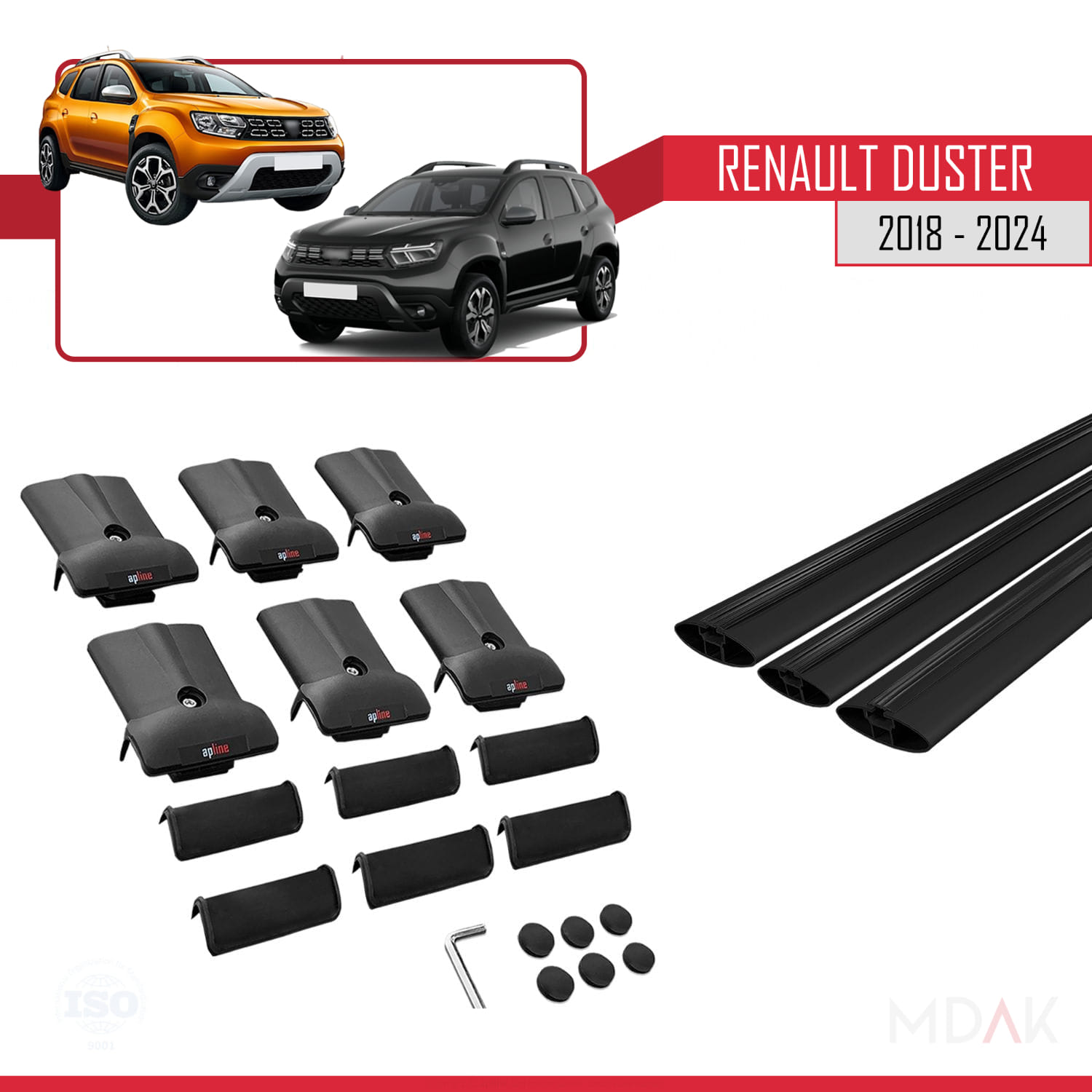 Renault Duster 2 (HM) 2018 ve Sonrası ile Uyumlu FLY Model Ara Atkı Tavan Barı Siyah 3 Adet - Görsel 5