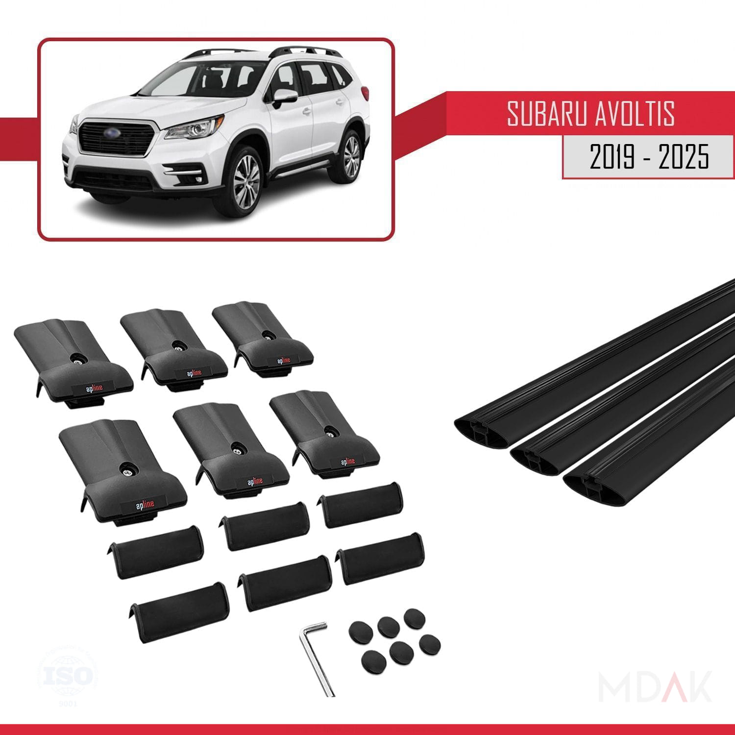 Subaru Evoltis 2019 ve Sonrası ile Uyumlu FLY Model Ara Atkı Tavan Barı Siyah 3 Adet - Görsel 5