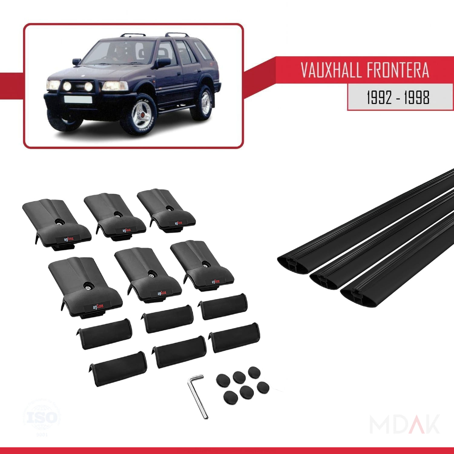 Vauxhall Frontera 1992-1998 Arası ile Uyumlu FLY Model Ara Atkı Tavan Barı Siyah 3 Adet - Görsel 5