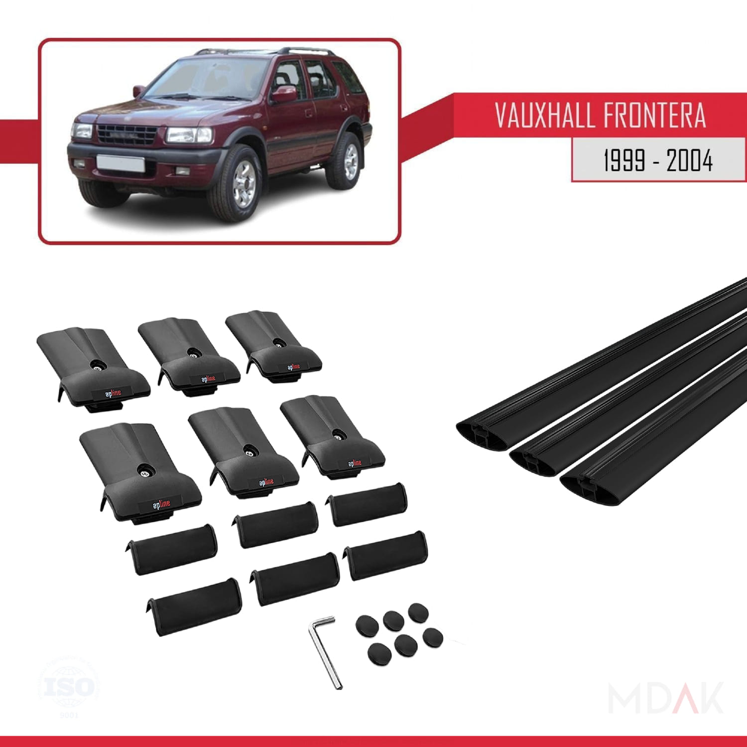 Vauxhall Frontera 2 1999-2004 Arası ile Uyumlu FLY Model Ara Atkı Tavan Barı Siyah 3 Adet - Görsel 5
