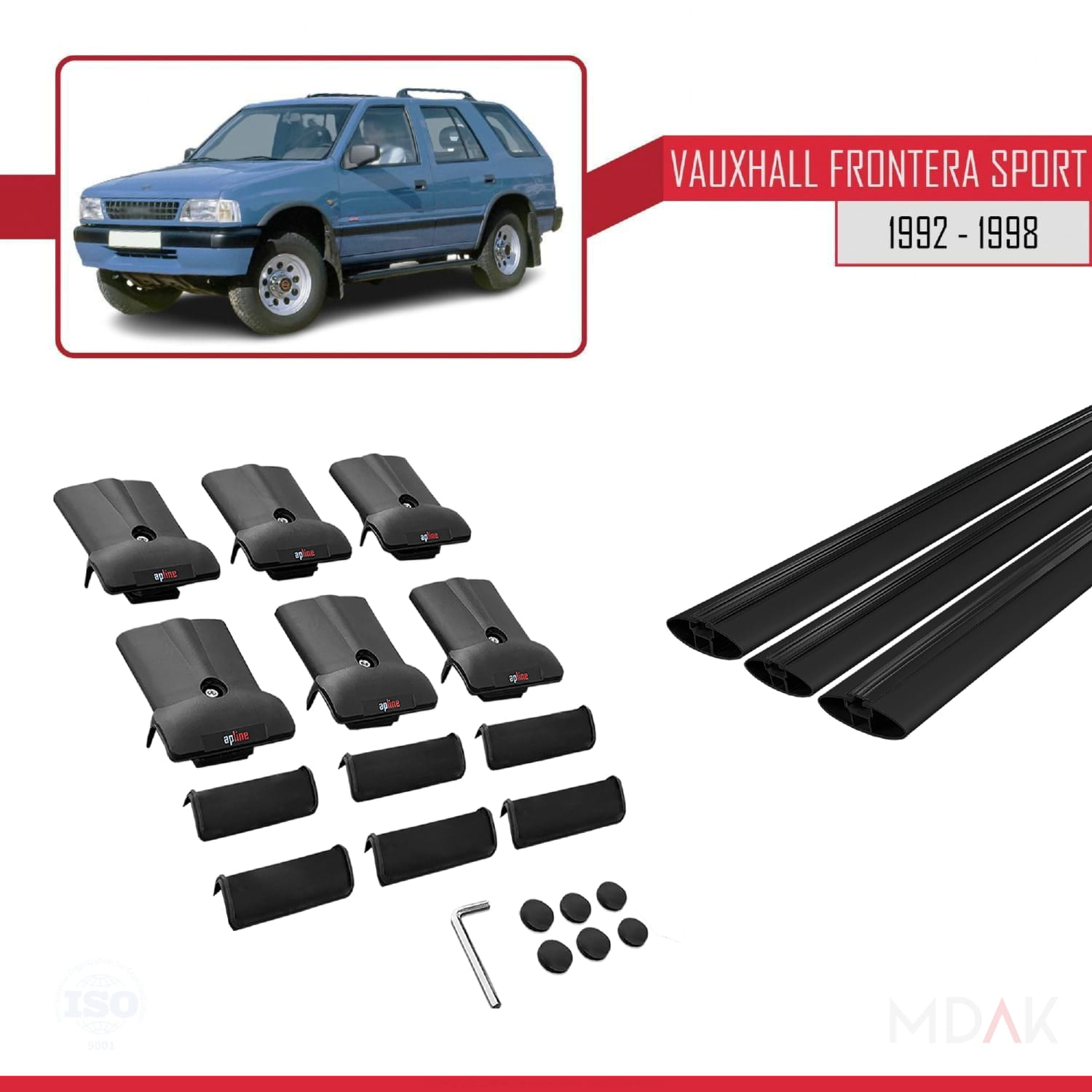 Vauxhall Frontera Sport 1992-1998 Arası ile Uyumlu FLY Model Ara Atkı Tavan Barı Siyah 3 Adet - Görsel 5