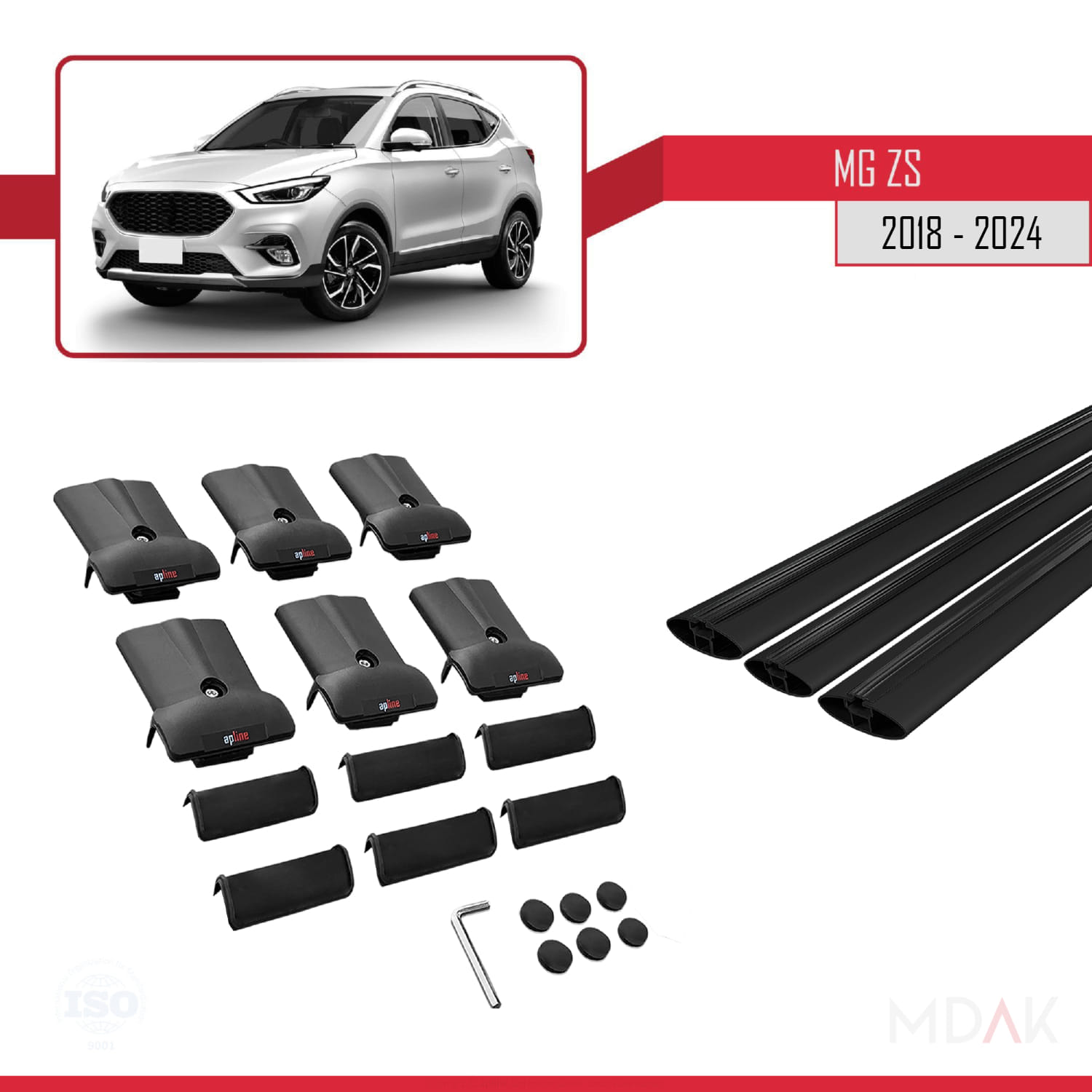 MG ZS 2018-2024 Arası ile Uyumlu FLY Model Ara Atkı Tavan Barı Siyah 3 Adet - Görsel 6