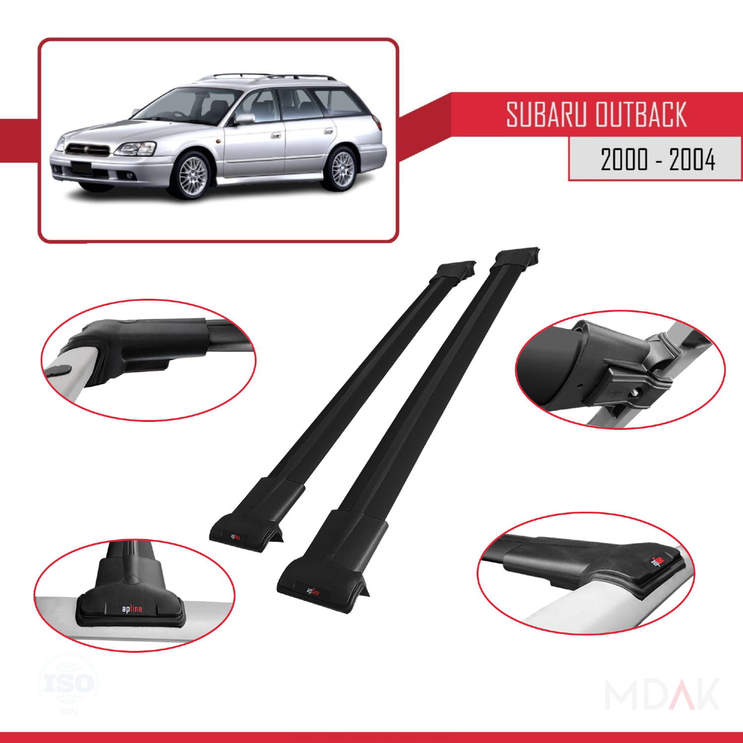 Subaru Outback 2 2000-2004 Arası ile Uyumlu FLY Model Ara Atkı Tavan Barı Siyah 2 Adet - Görsel 4