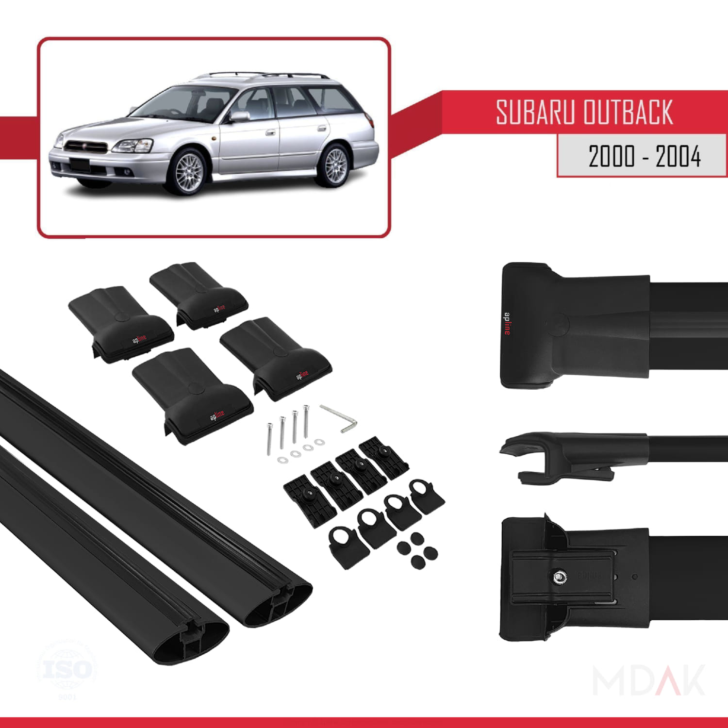 Subaru Outback 2 2000-2004 Arası ile Uyumlu FLY Model Ara Atkı Tavan Barı Siyah 2 Adet - Görsel 5