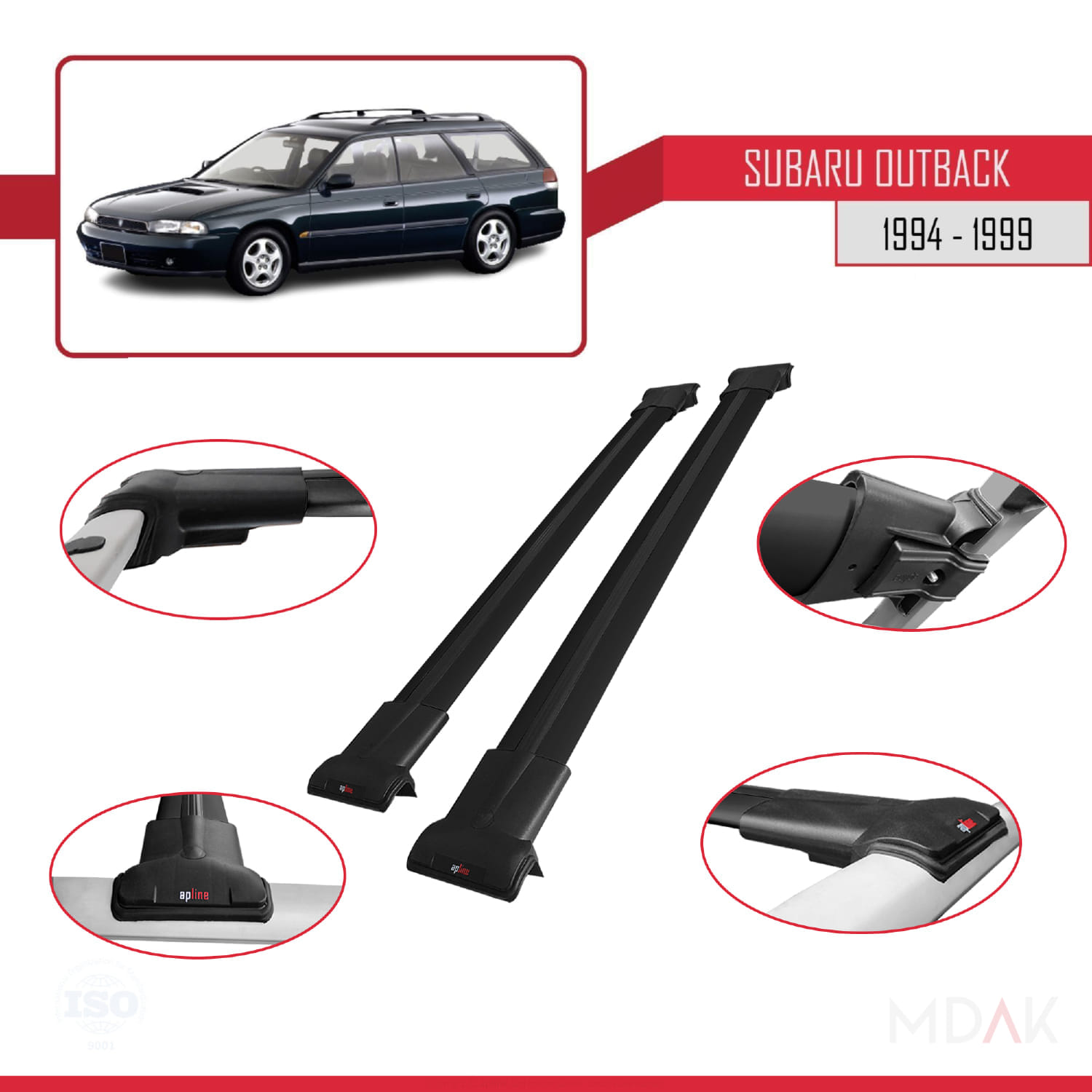 Subaru Outback 1994-1999 Arası ile Uyumlu FLY Model Ara Atkı Tavan Barı Siyah 2 Adet - Görsel 4