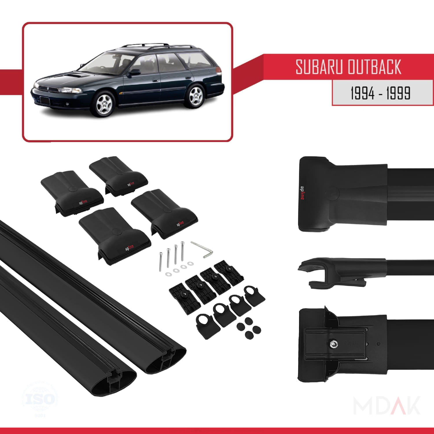 Subaru Outback 1994-1999 Arası ile Uyumlu FLY Model Ara Atkı Tavan Barı Siyah 2 Adet - Görsel 5