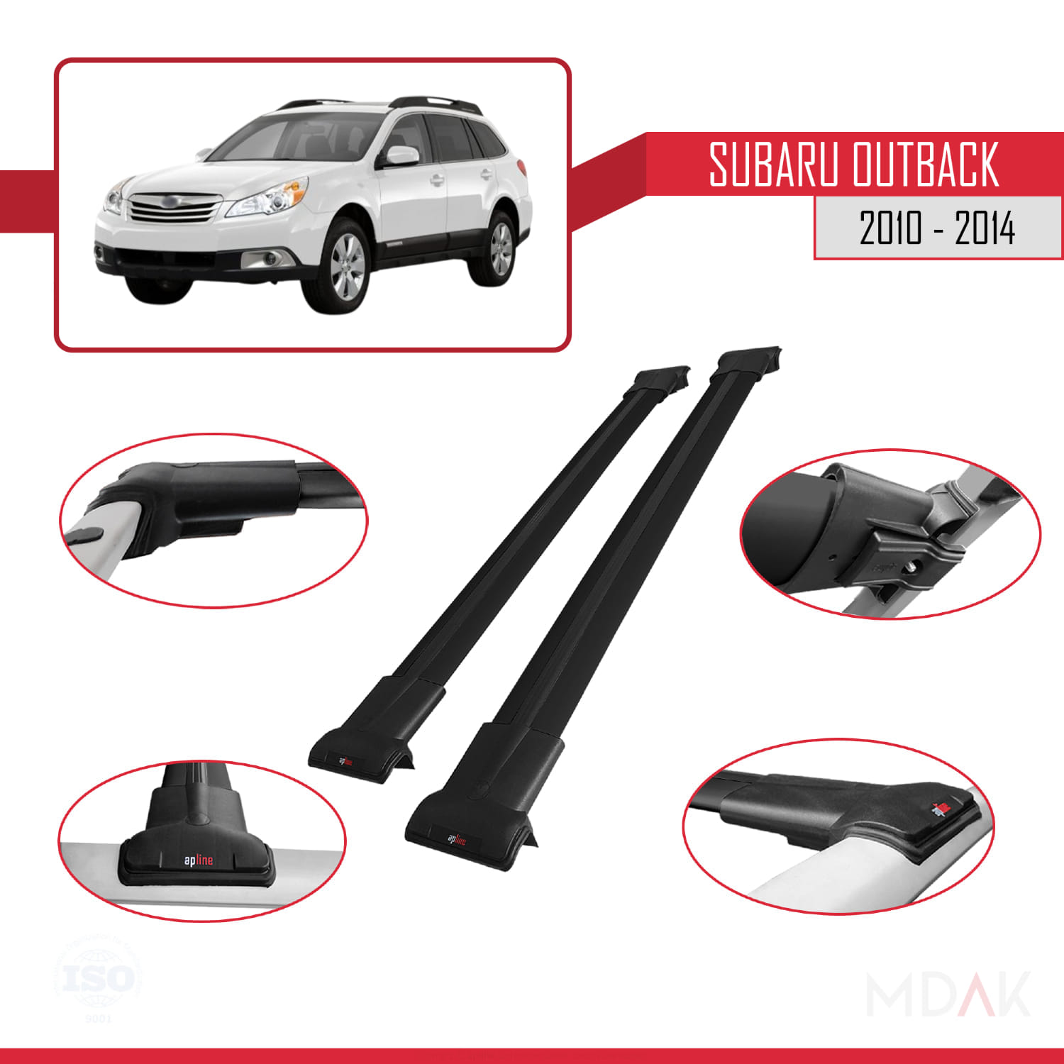 Subaru Outback 2010-2014 Arası ile Uyumlu FLY Model Ara Atkı Tavan Barı Siyah 2 Adet - Görsel 3