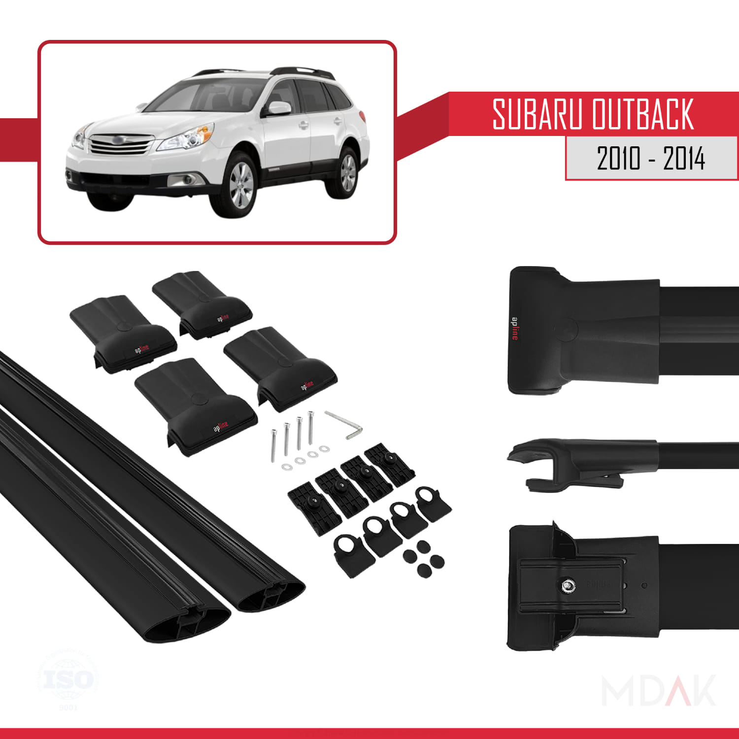 Subaru Outback 2010-2014 Arası ile Uyumlu FLY Model Ara Atkı Tavan Barı Siyah 2 Adet - Görsel 5
