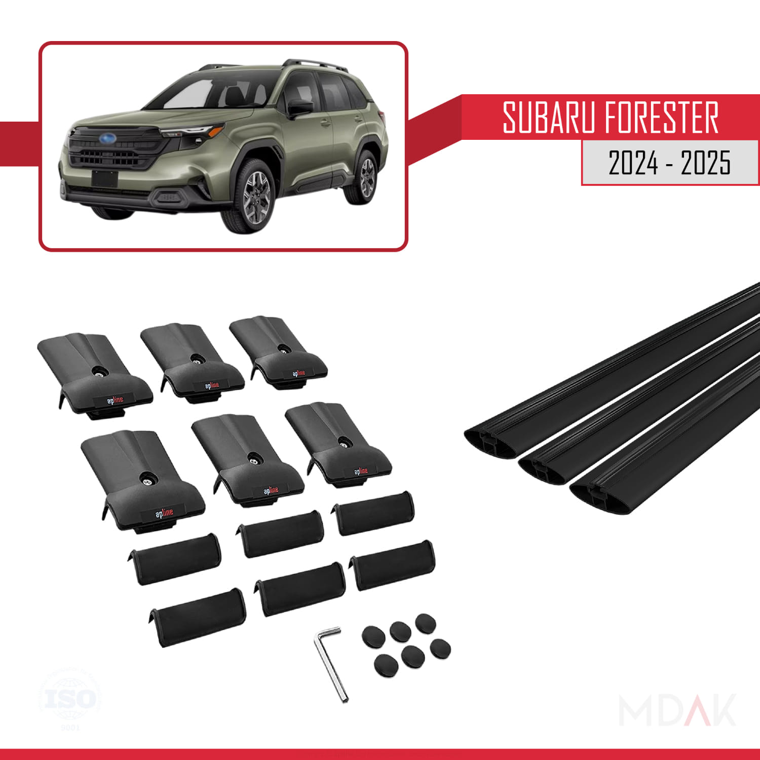 Subaru Forester (AYRIK) 2024-2025 Arası ile Uyumlu FLY Model Ara Atkı Tavan Barı Siyah 3 Adet - Görsel 5