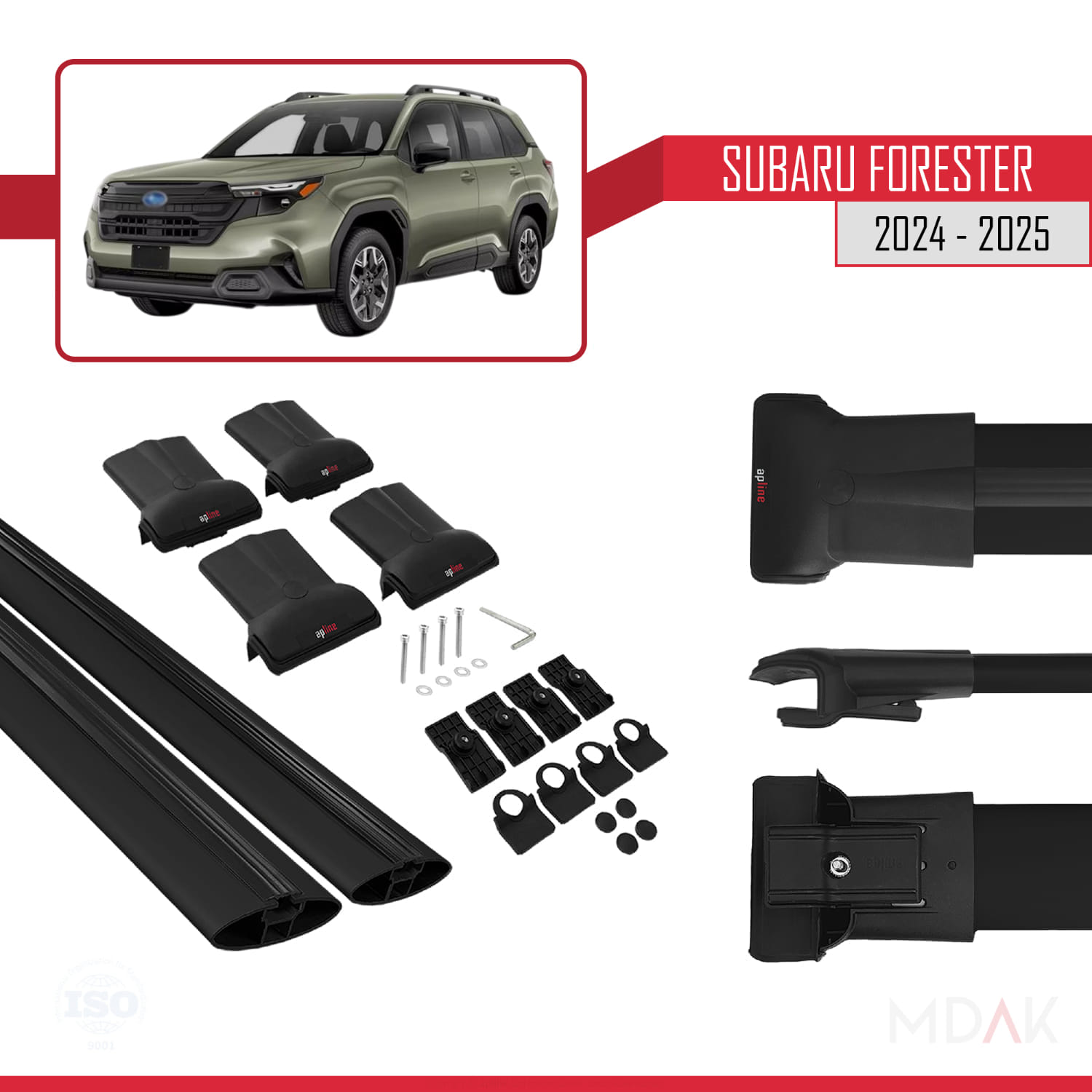 Subaru Forester (AYRIK) 2024-2025 Arası ile Uyumlu FLY Model Ara Atkı Tavan Barı Siyah 2 Adet - Görsel 5