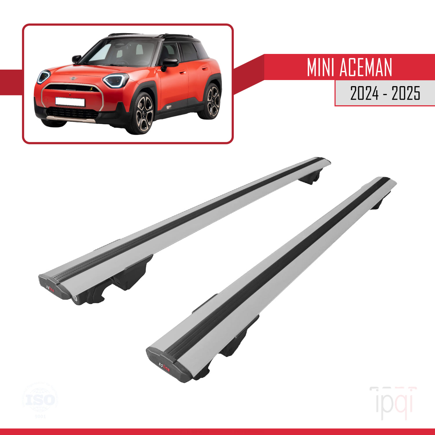 Mini Aceman SE 2024-2025 Arası ile Uyumlu HOOK Model Ara Atkı Tavan Barı Gri 2 Adet - Görsel 9