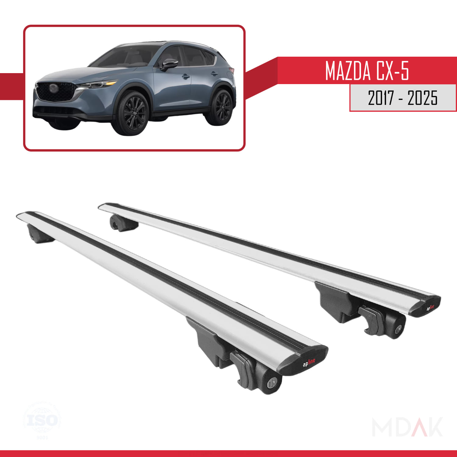 Mazda CX-5 2017-2025 Arası ile Uyumlu HOOK Model Ara Atkı Tavan Barı Gri 2 Adet - Görsel 4