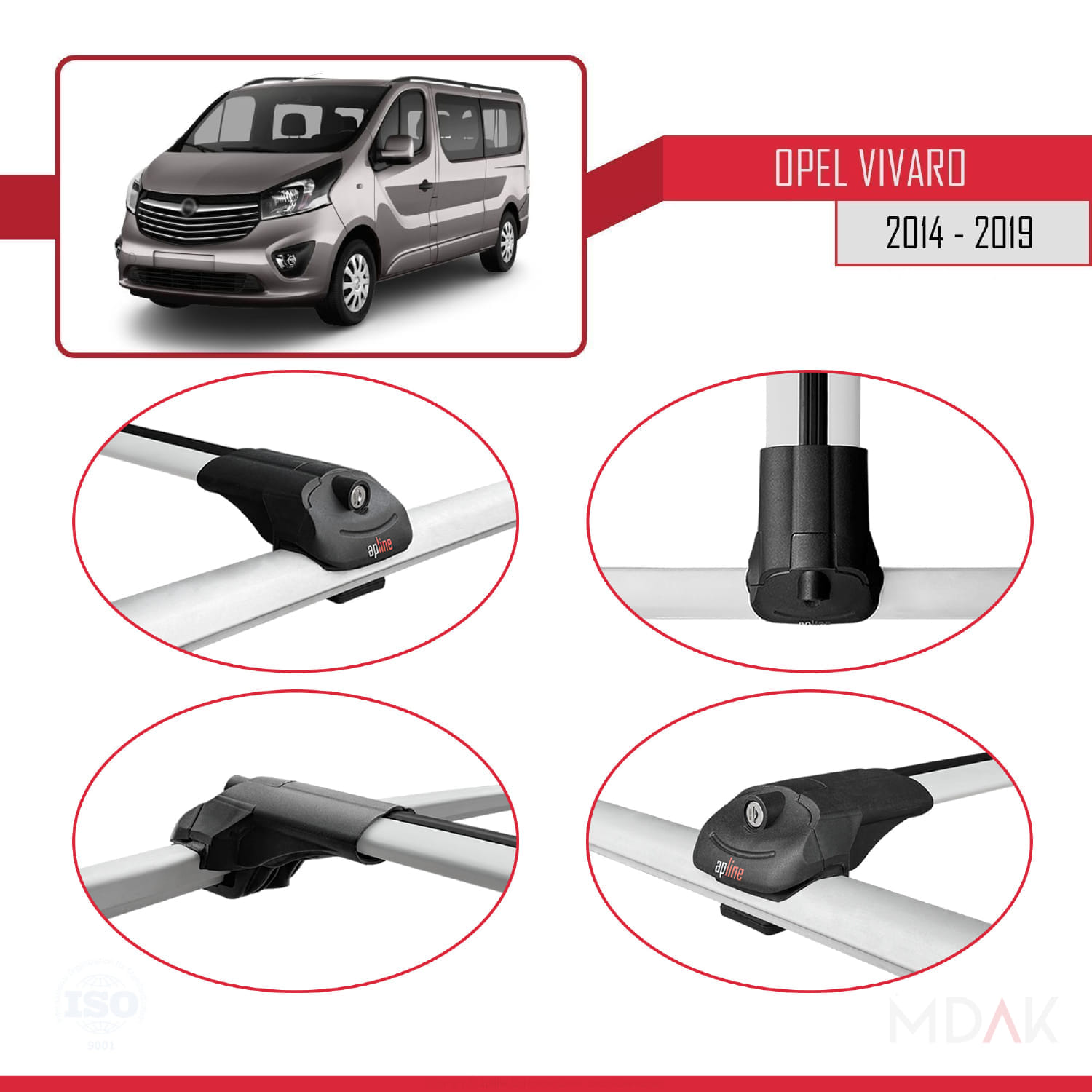 Opel Vivaro B 2014-2019 Arası ile Uyumlu ACE-1 Ara Atkı Tavan Barı Gri 2 Adet - Görsel 4