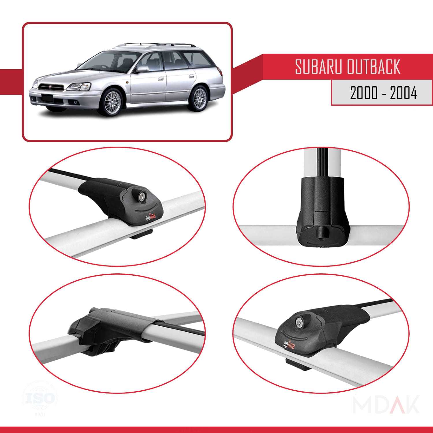 Subaru Outback 2 2000-2004 Arası ile Uyumlu ACE-1 Ara Atkı Tavan Barı Gri 2 Adet - Görsel 4