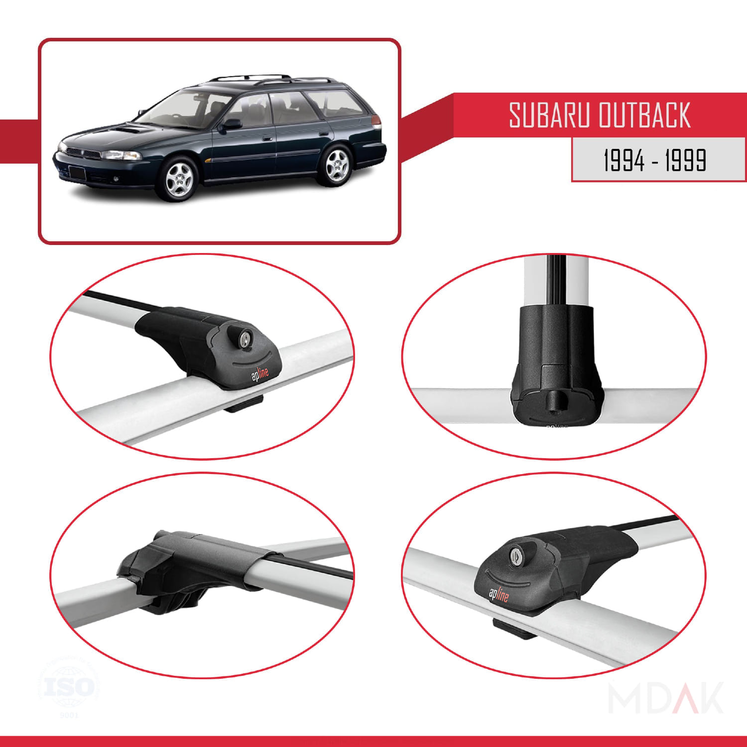 Subaru Outback 1994-1999 Arası ile Uyumlu ACE-1 Ara Atkı Tavan Barı Gri 2 Adet - Görsel 4