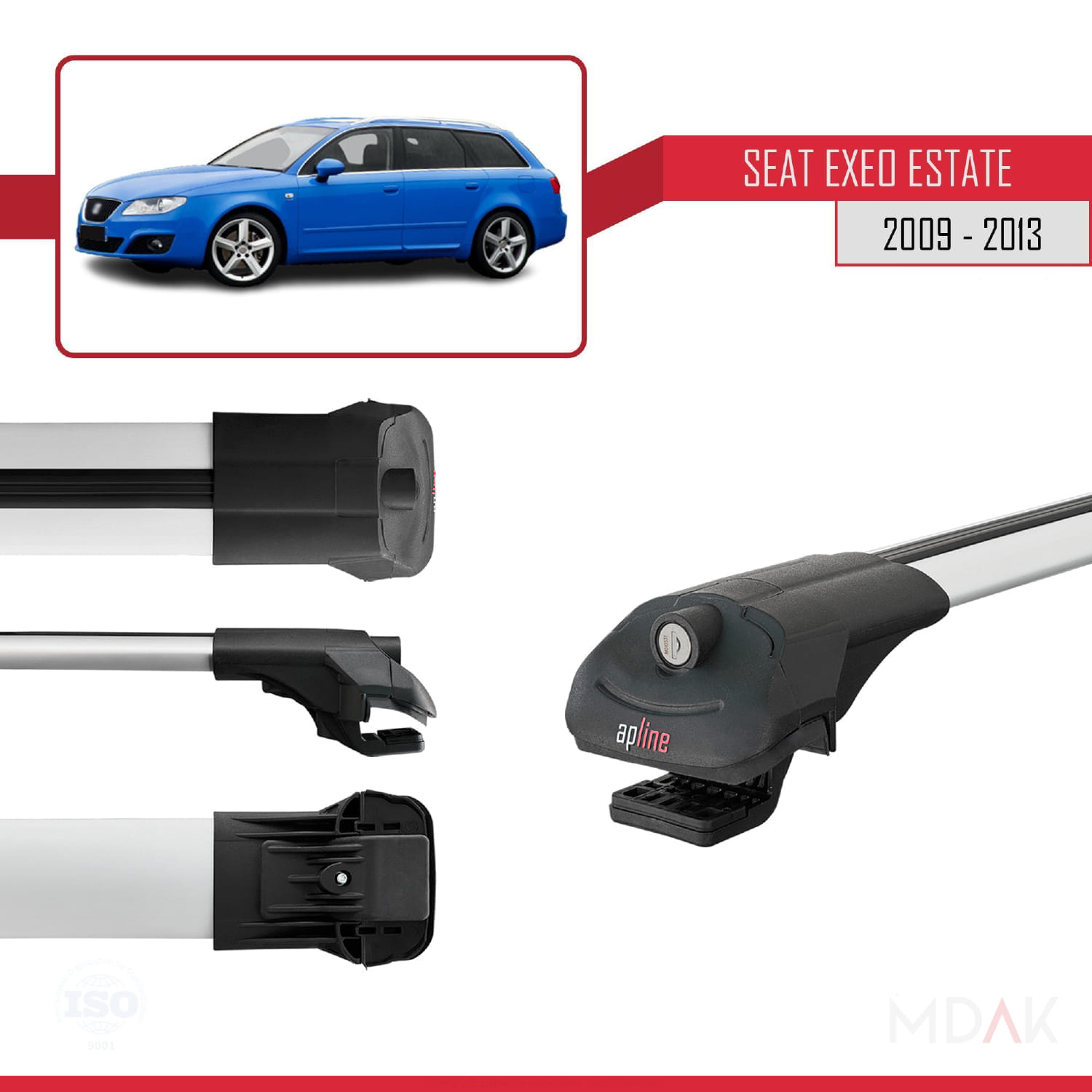 Seat Exeo (3R9) ST 2009-2013 Arası ile Uyumlu ACE-1 Ara Atkı Tavan Barı Gri 2 Adet - Görsel 3