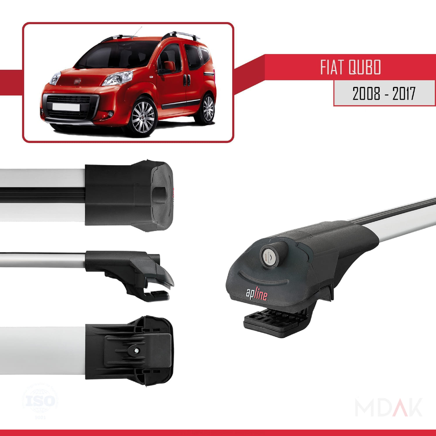 Fiat Qubo 2008-2017 Arası ile Uyumlu ACE-1 Ara Atkı Tavan Barı Gri 4 Adet - Görsel 3
