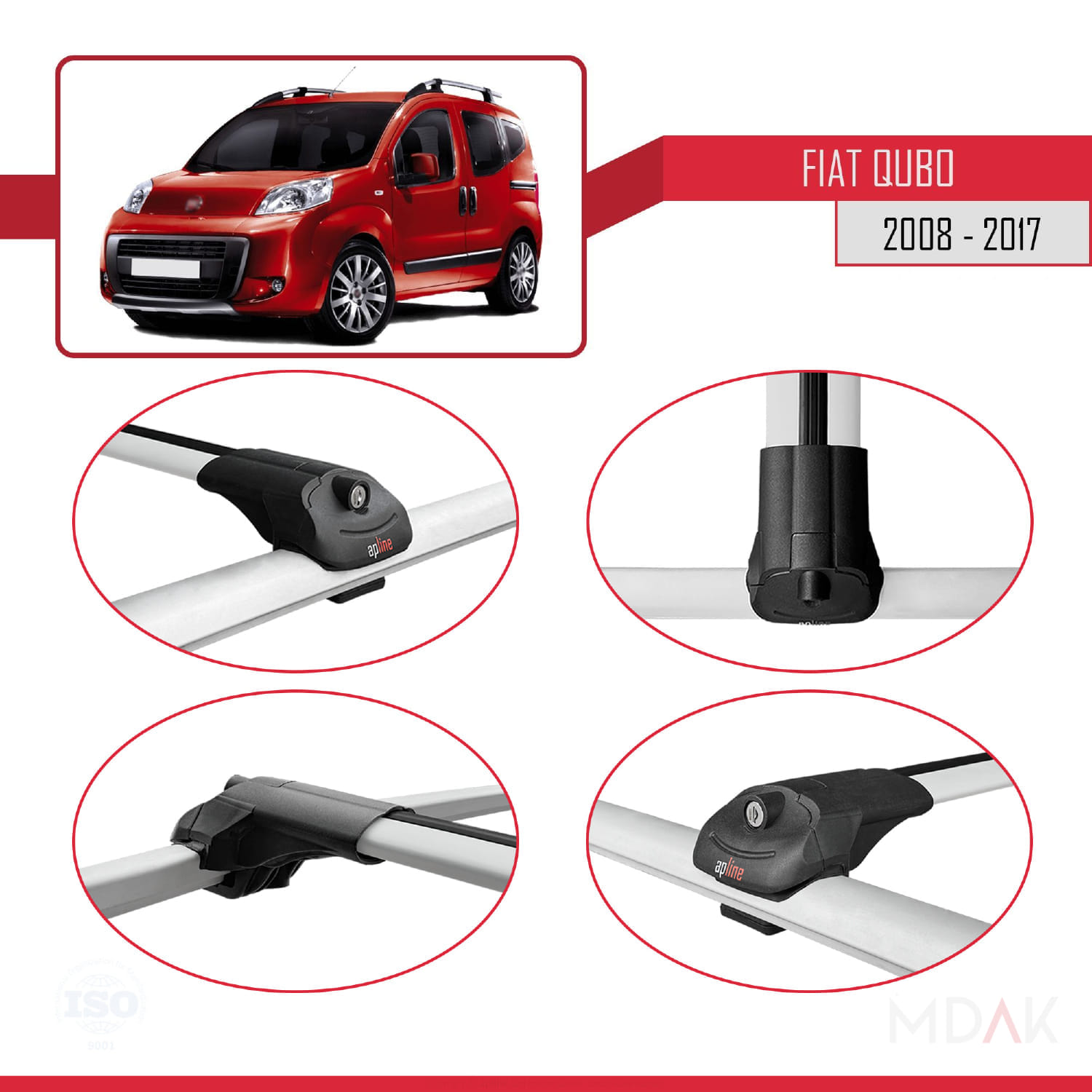 Fiat Qubo 2008-2017 Arası ile Uyumlu ACE-1 Ara Atkı Tavan Barı Gri 2 Adet - Görsel 4
