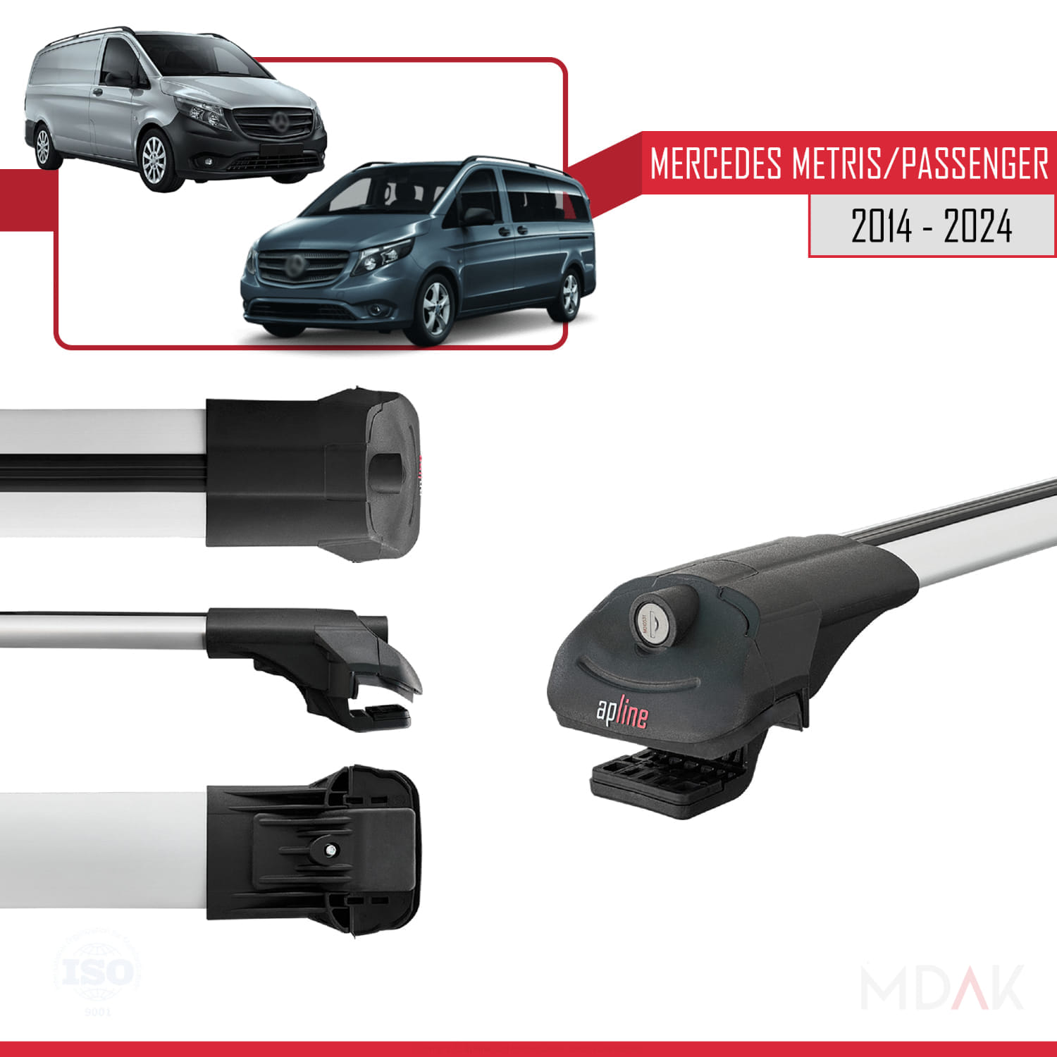 Mercedes Metris (W447) 2014 ve Sonrası ile Uyumlu ACE-1 Ara Atkı Tavan Barı Gri 4 Adet - Görsel 3