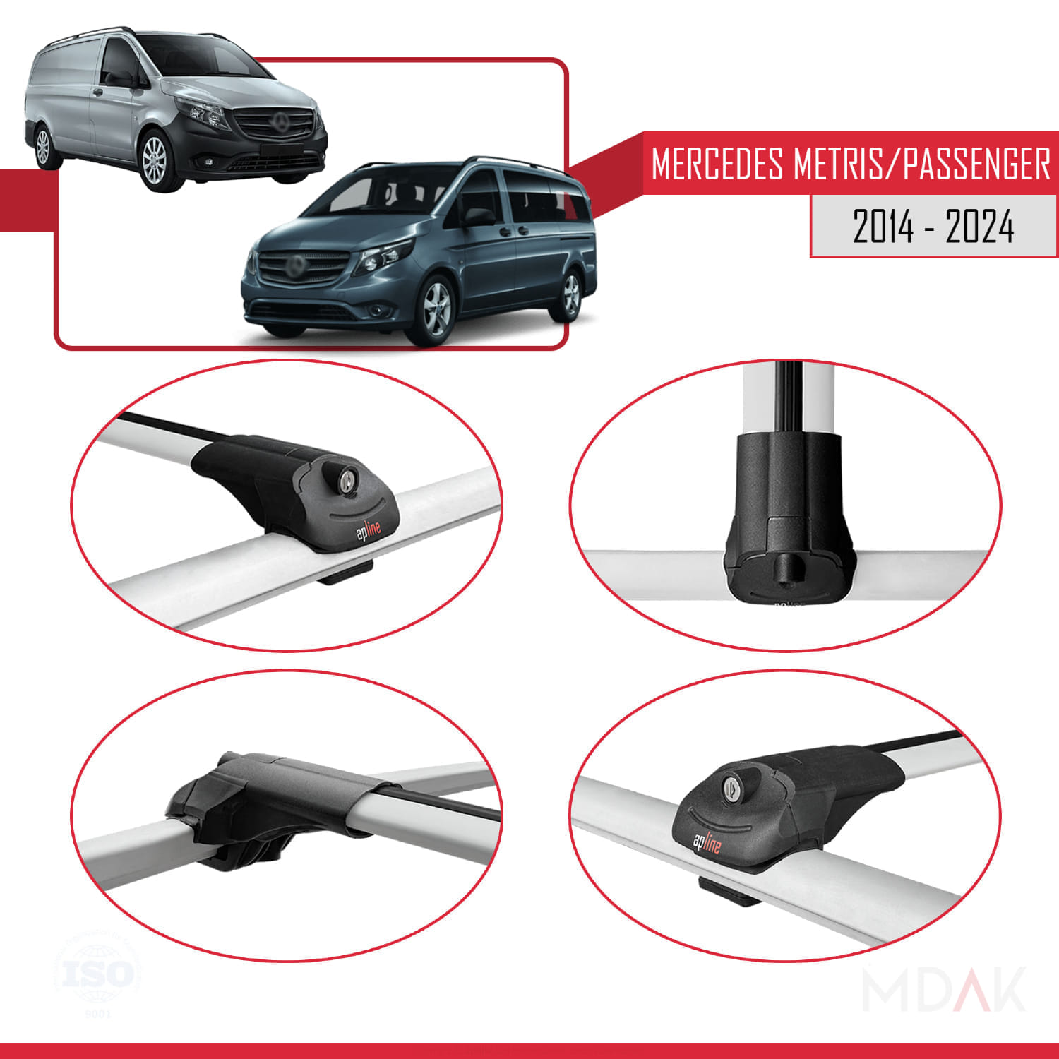 Mercedes Metris (W447) 2014 ve Sonrası ile Uyumlu ACE-1 Ara Atkı Tavan Barı Gri 4 Adet - Görsel 4