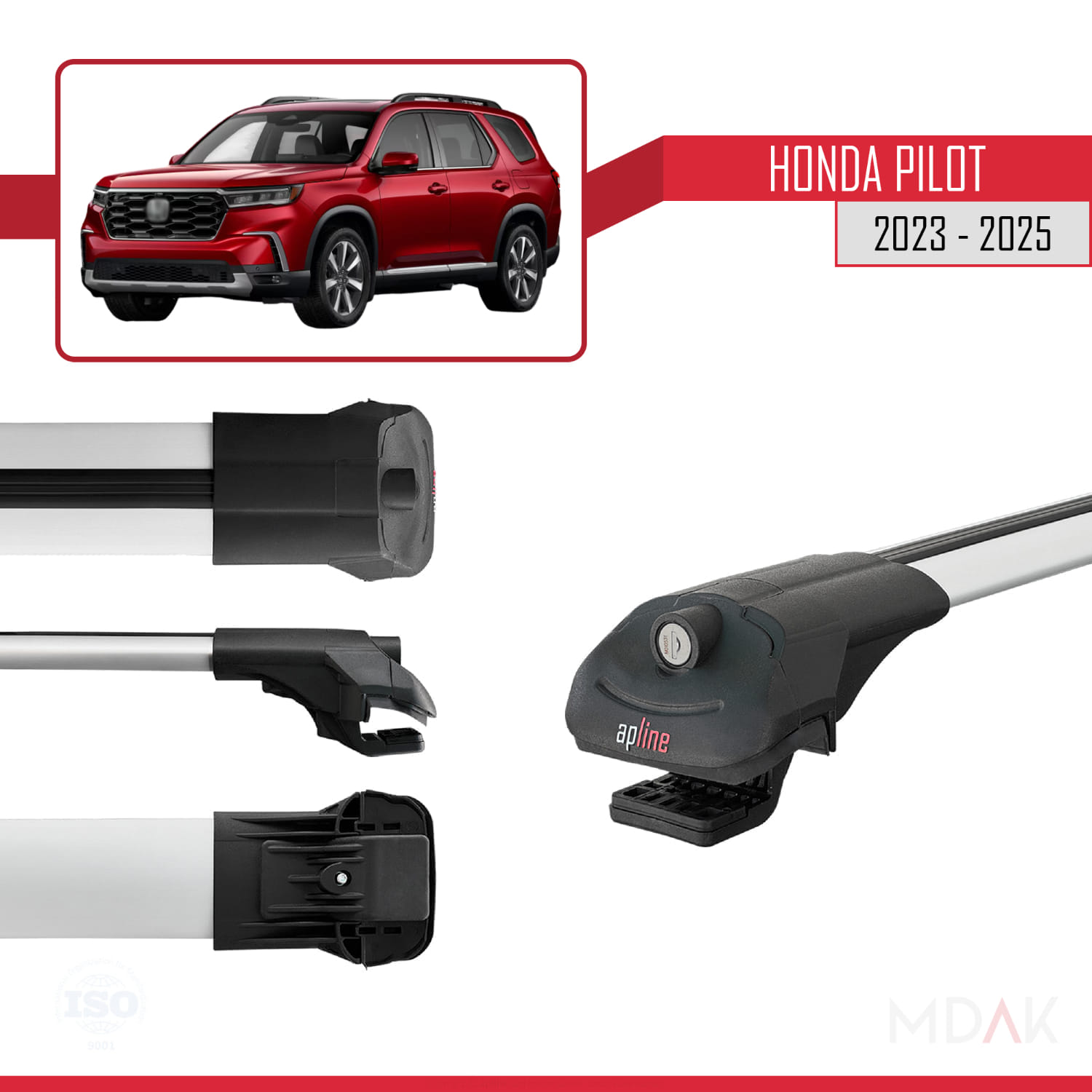 Honda Pilot 2023-2025 Arası ile Uyumlu ACE-1 Ara Atkı Tavan Barı Gri 3 Adet - Görsel 3