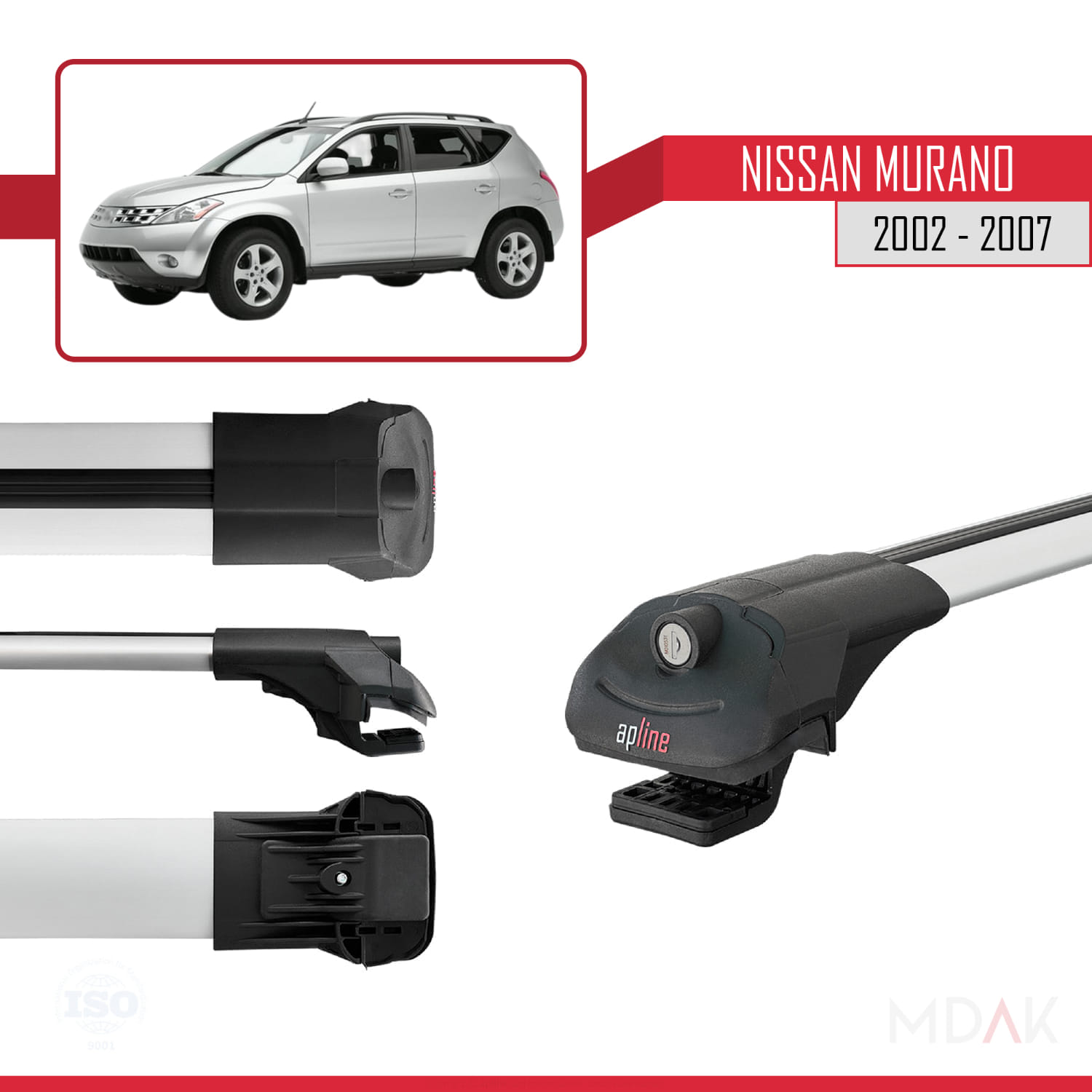 Nissan Murano 2002-2007 Arası ile Uyumlu ACE-1 Ara Atkı Tavan Barı Gri 3 Adet - Görsel 3