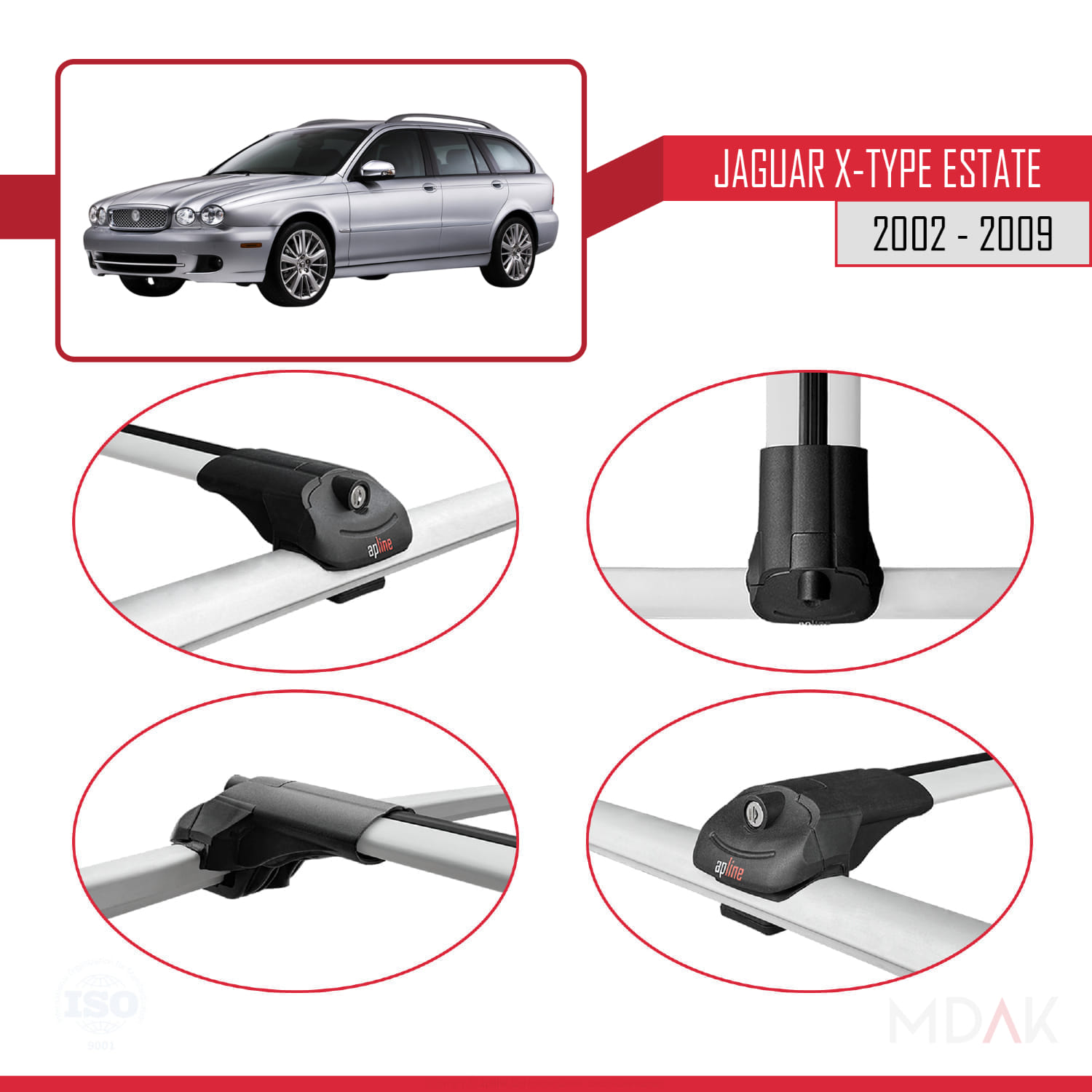 Jaguar X-Type Estate 2002-2009 Arası ile Uyumlu ACE-1 Ara Atkı Tavan Barı Gri 2 Adet - Görsel 4