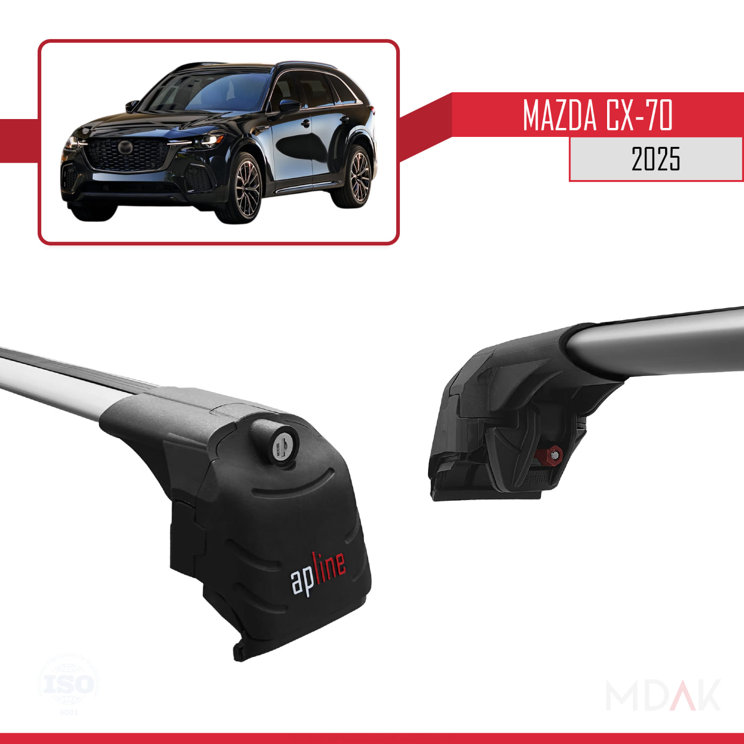 Mazda CX-70 2025 ve Sonrası ile Uyumlu ACE-2 Ara Atkı Tavan Barı Gri 2 Adet - Görsel 3