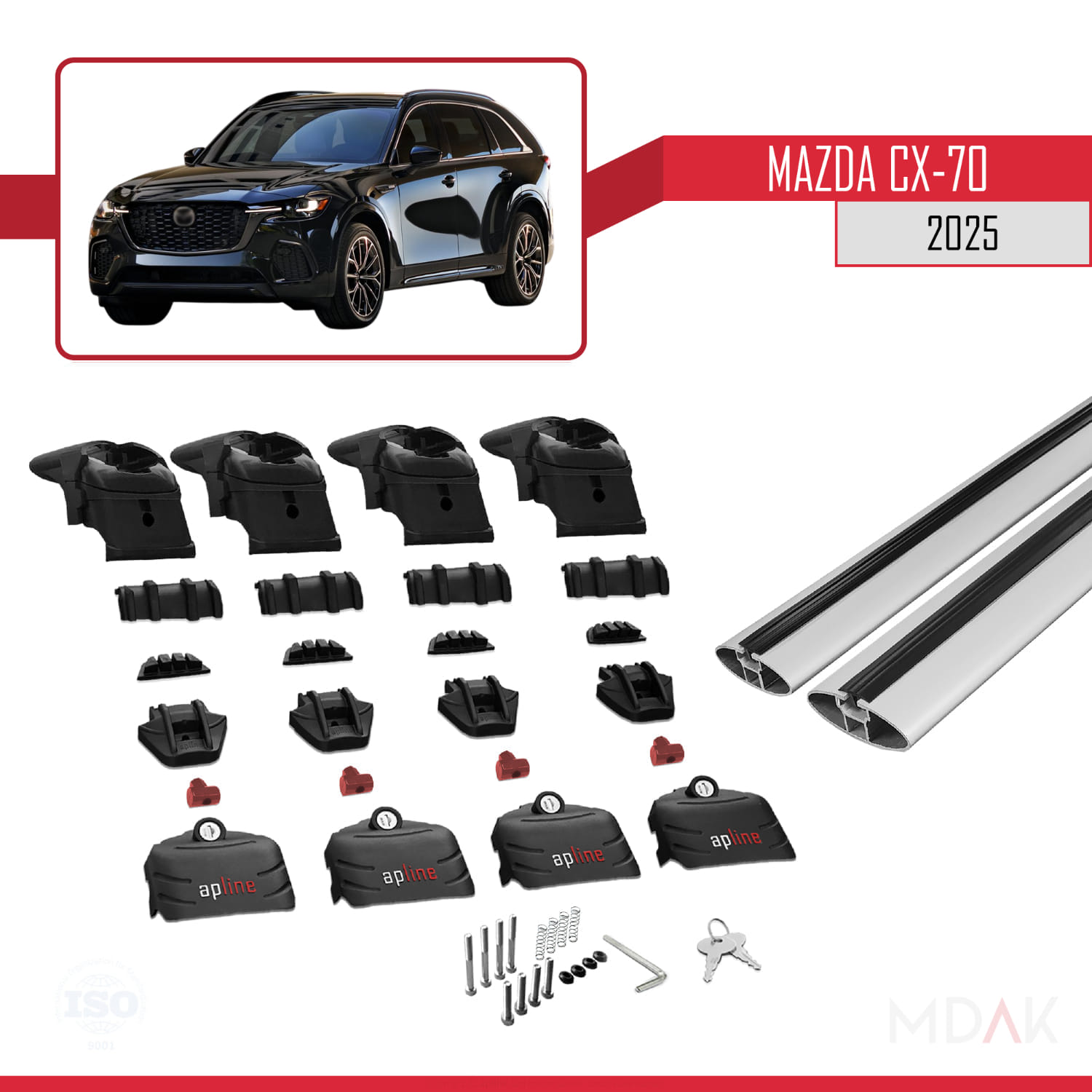 Mazda CX-70 2025 ve Sonrası ile Uyumlu ACE-2 Ara Atkı Tavan Barı Gri 2 Adet - Görsel 5