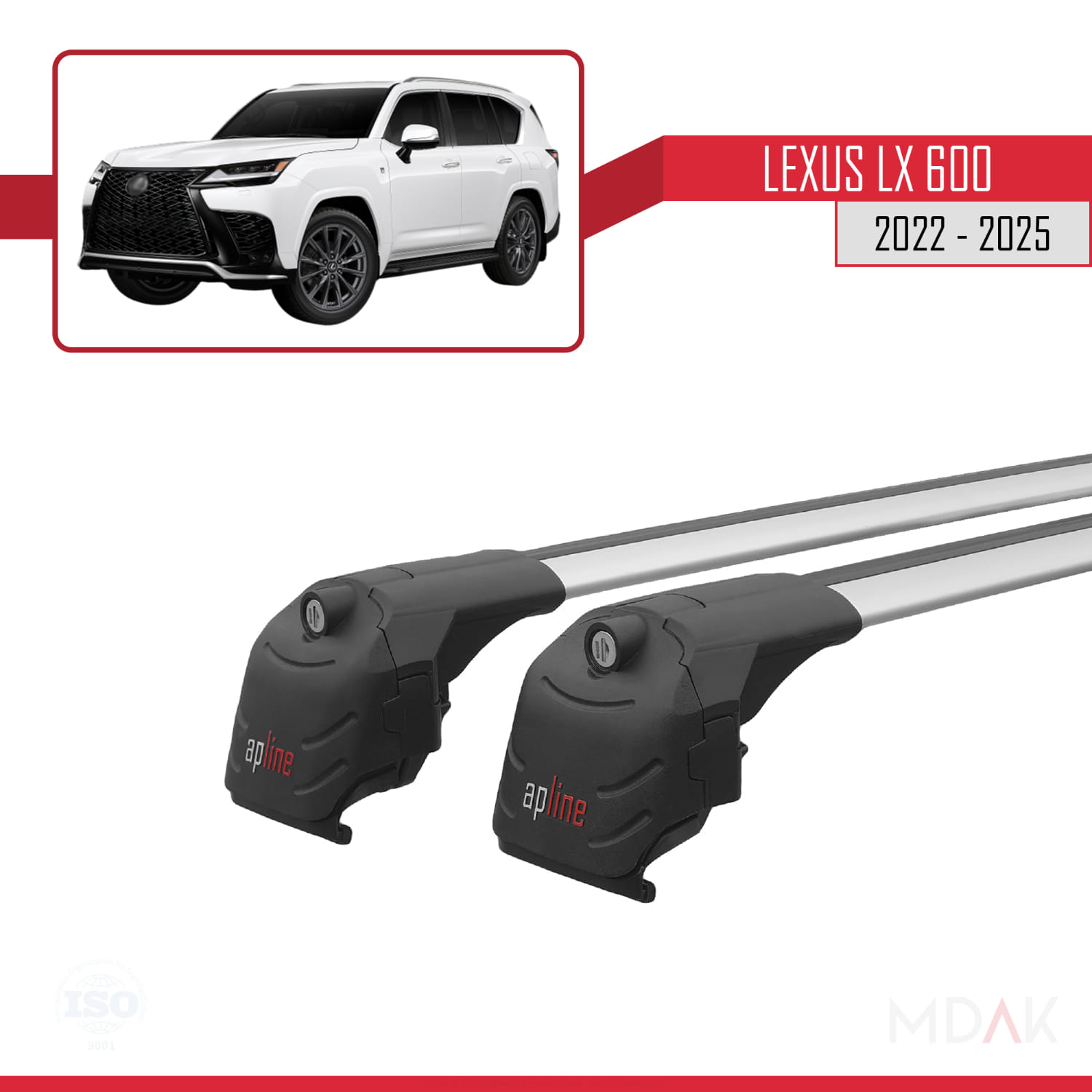 Lexus LX 600 2022-2025 Arası ile Uyumlu ACE-2 Ara Atkı Tavan Barı Gri 2 Adet - Görsel 9