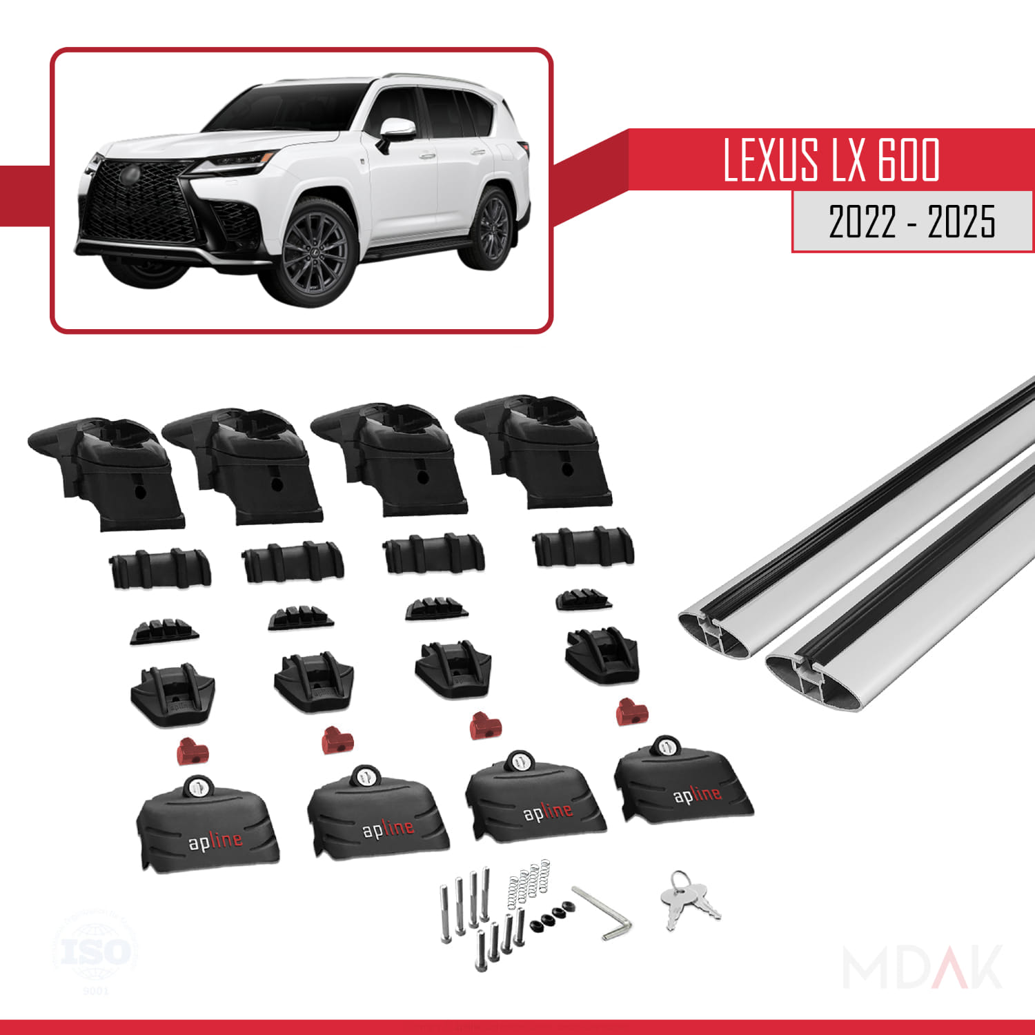 Lexus LX 600 2022-2025 Arası ile Uyumlu ACE-2 Ara Atkı Tavan Barı Gri 2 Adet - Görsel 5