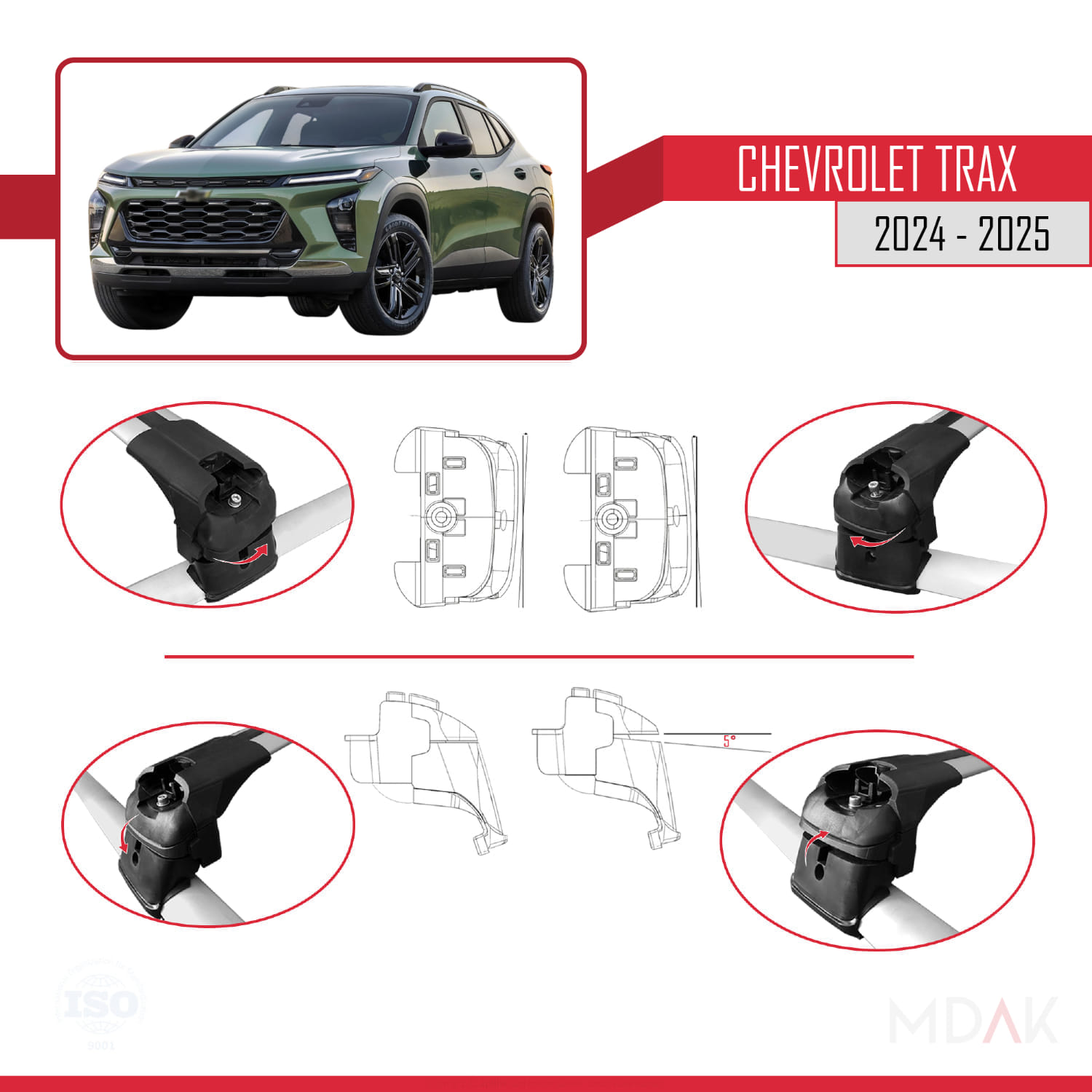 Chevrolet Trax 2024-2025 Arası ile Uyumlu ACE-2 Ara Atkı Tavan Barı Gri 2 Adet - Görsel 4