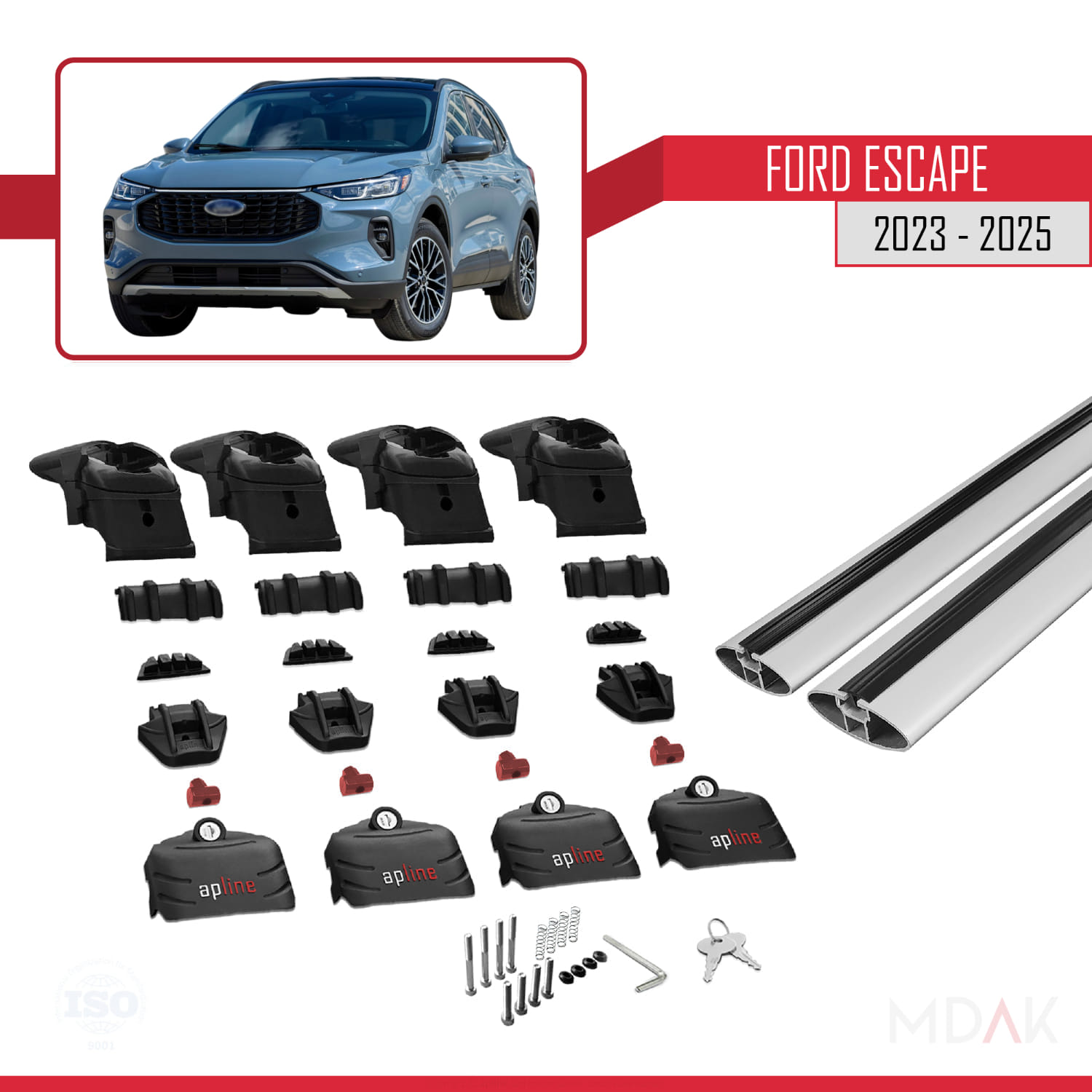 Ford Escape 2023-2025 Arası ile Uyumlu ACE-2 Ara Atkı Tavan Barı Gri 2 Adet - Görsel 5